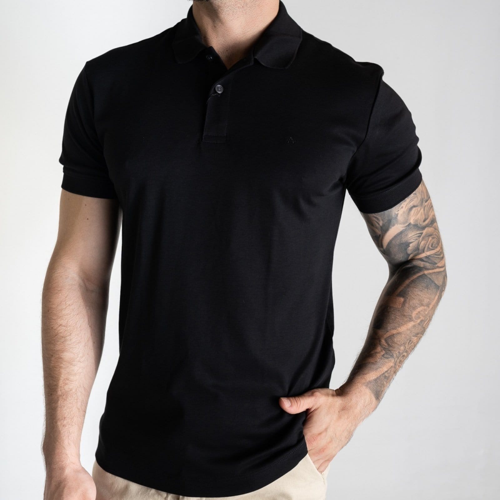 Vista 2 Camisa Polo Aramis Interlock Algodão Pima Preta Aramis preto
