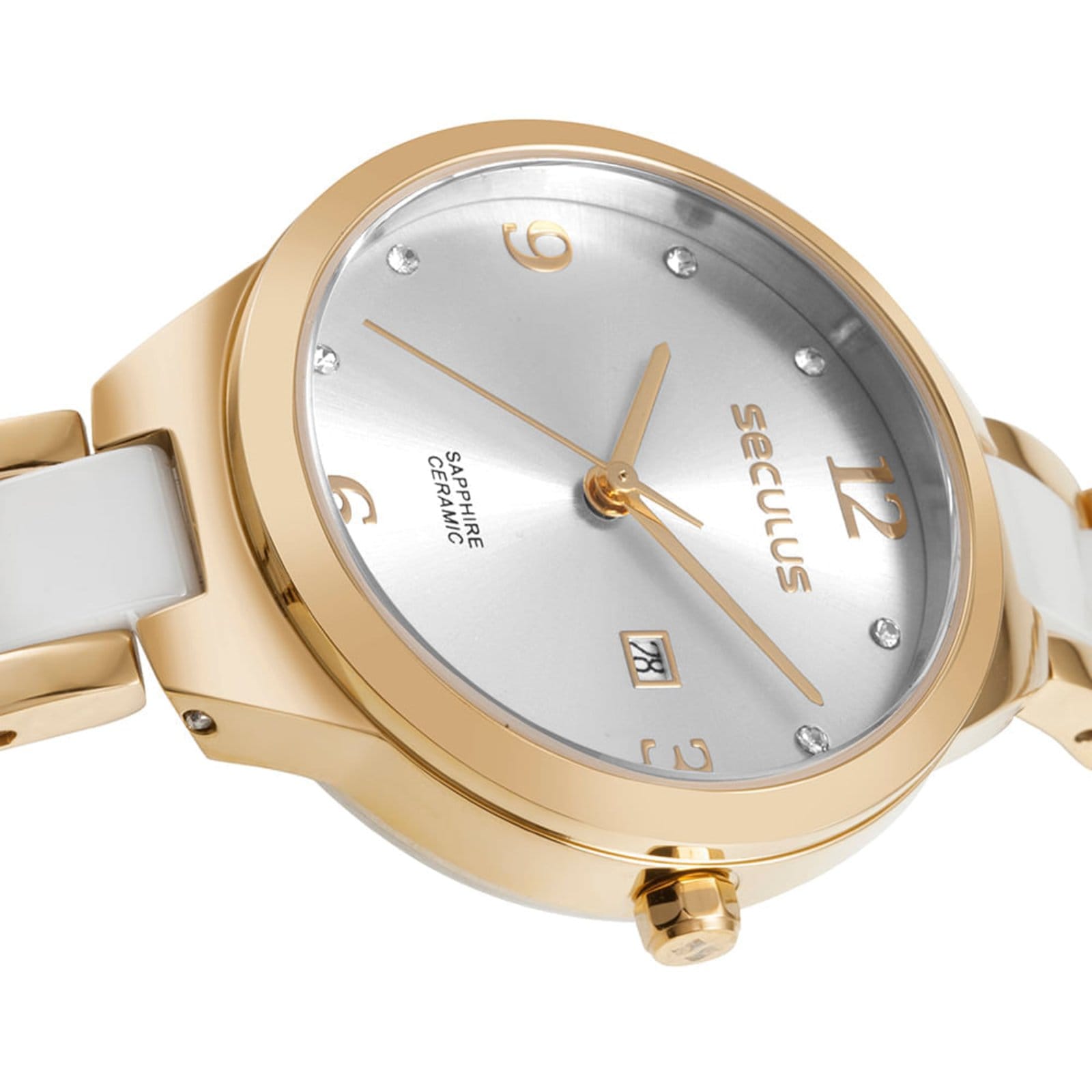 Vista 2 Relógio Feminino Aço bicolor Calendário Joalheria Seculus dourado