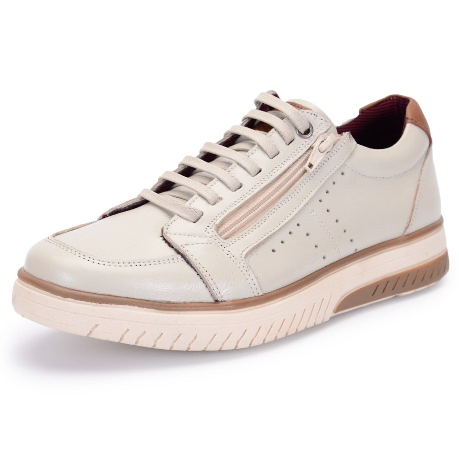 Sapatênis Tênis Casual Ferrile Em Couro Off White 15288