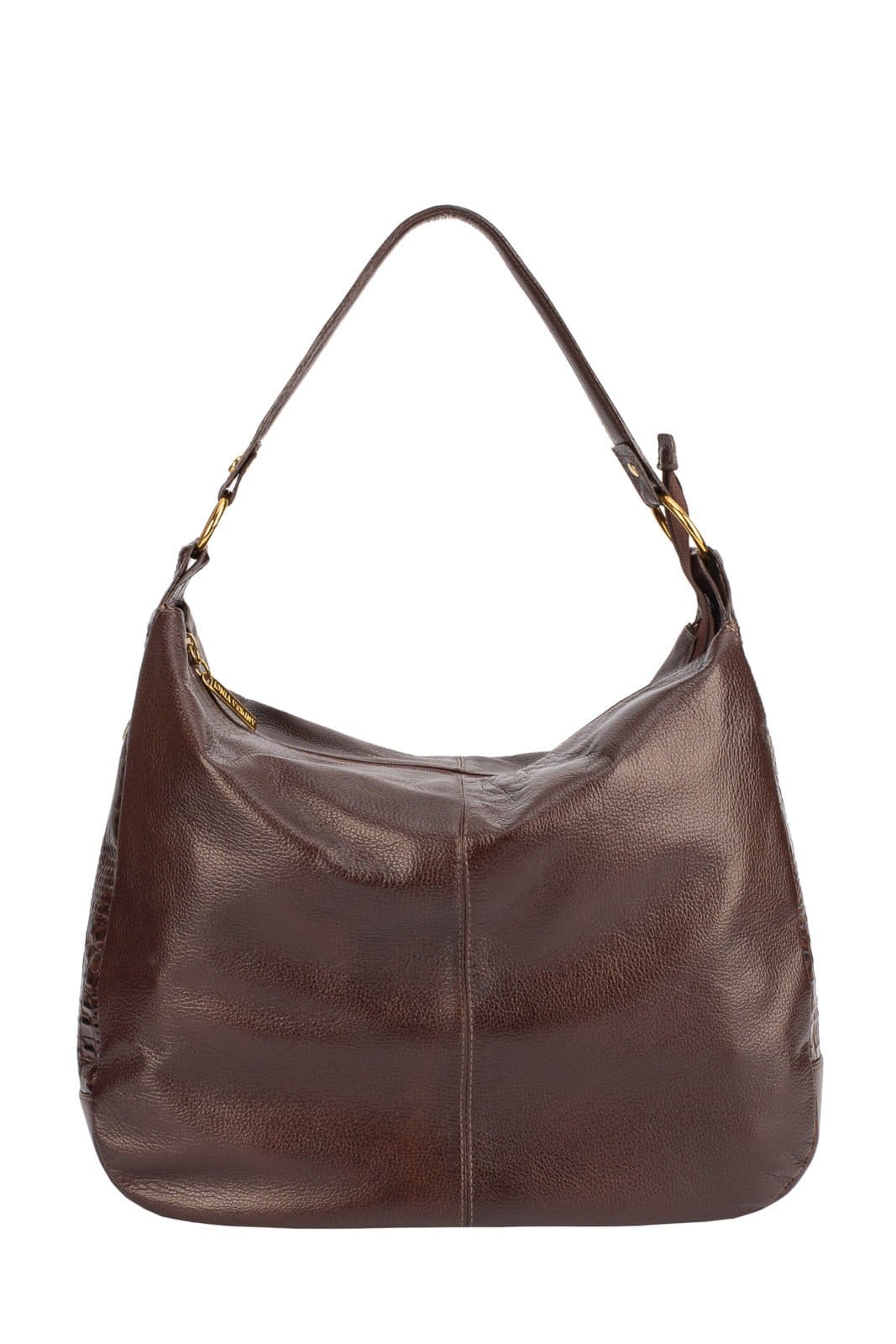 Bolsa saco grande de couro liso Carla - Café