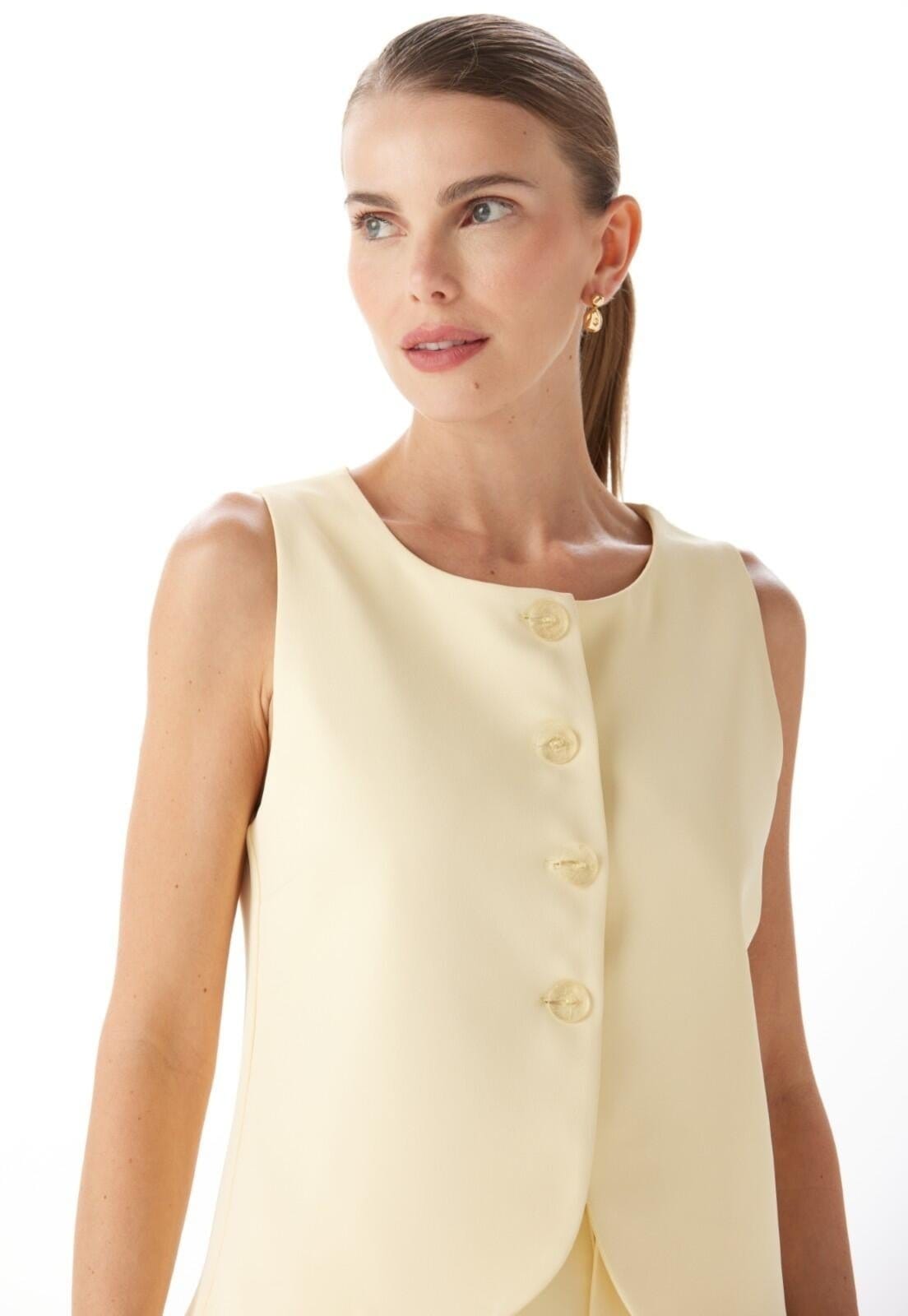 Colete Alfaiataria Com Botões Traymon Manteiga