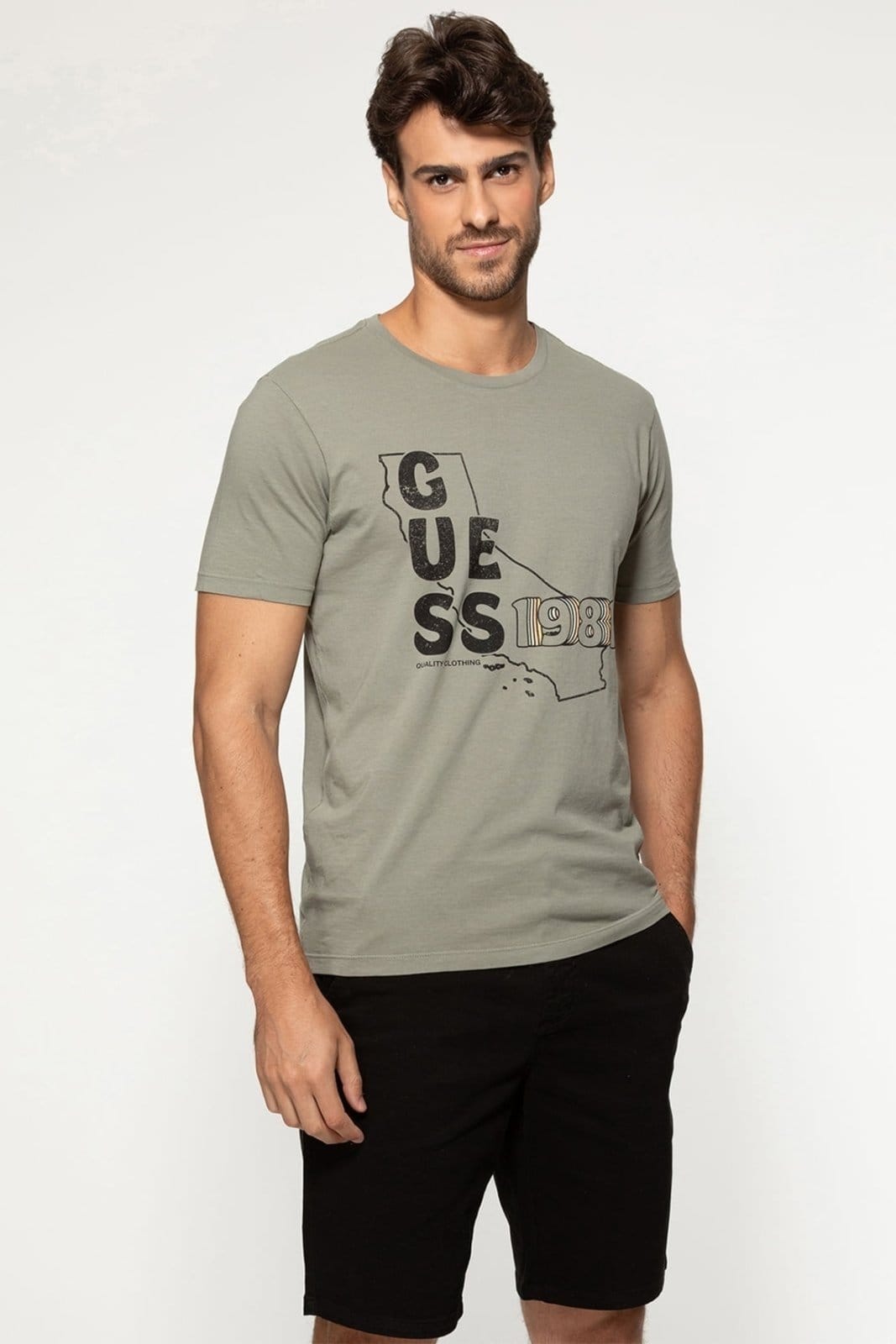 Camiseta Guess Mapa Califórnia 1981 Verde