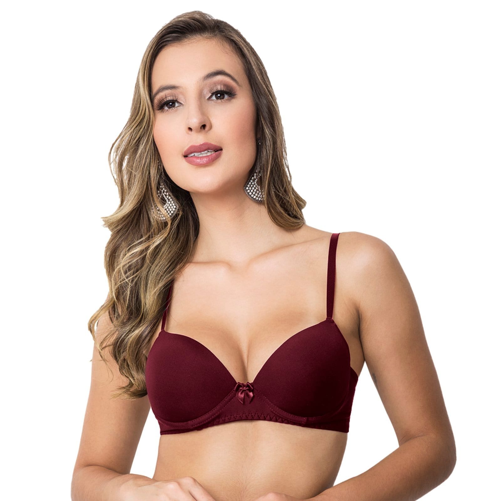 Sutiã Microfibra Gabi Lingerie Com Bojo Alças Reguláveis Moda Feminina Rubro