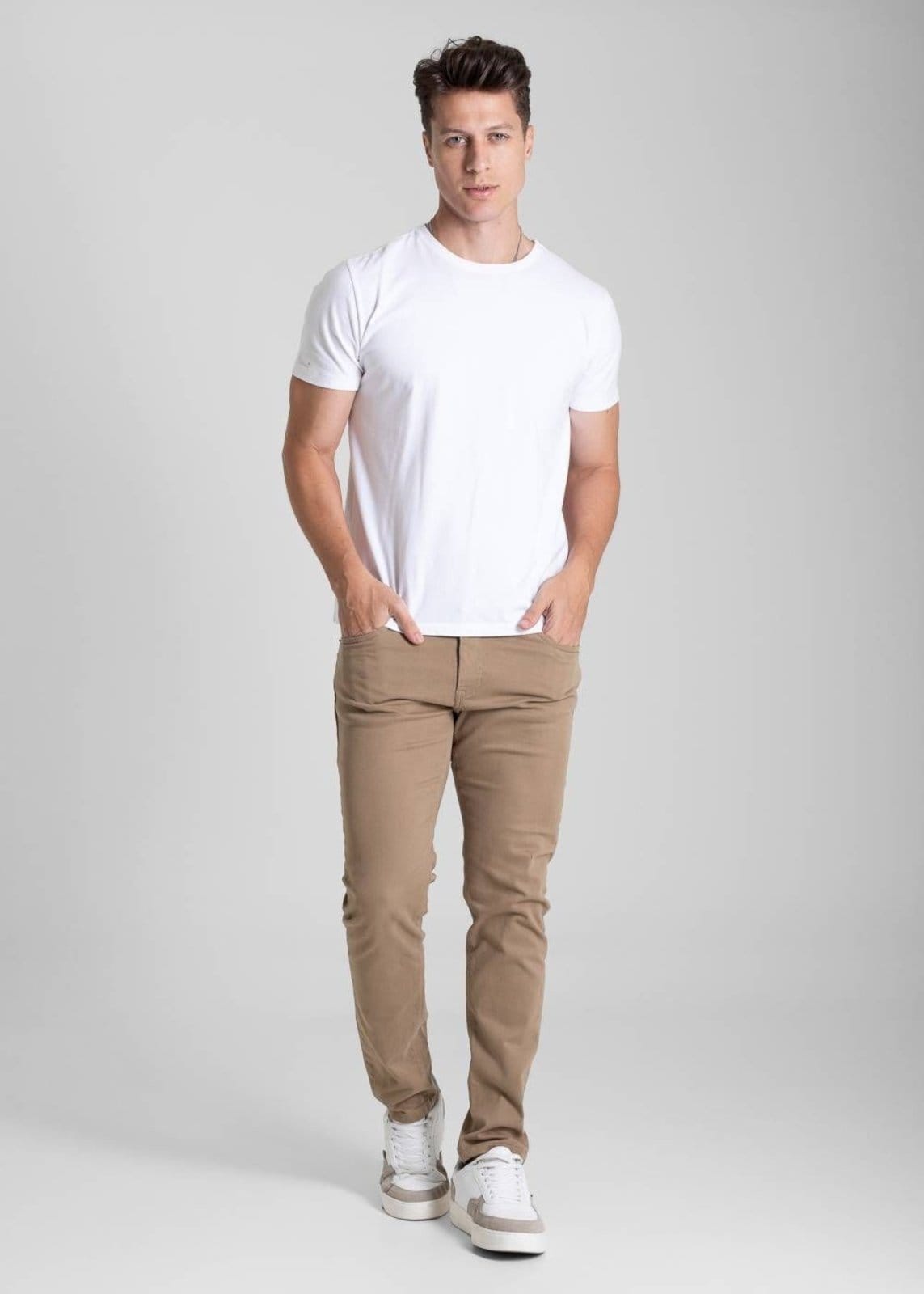 Vista 2 Calça Sarja Sawary Slim - 282101 Sawary bege