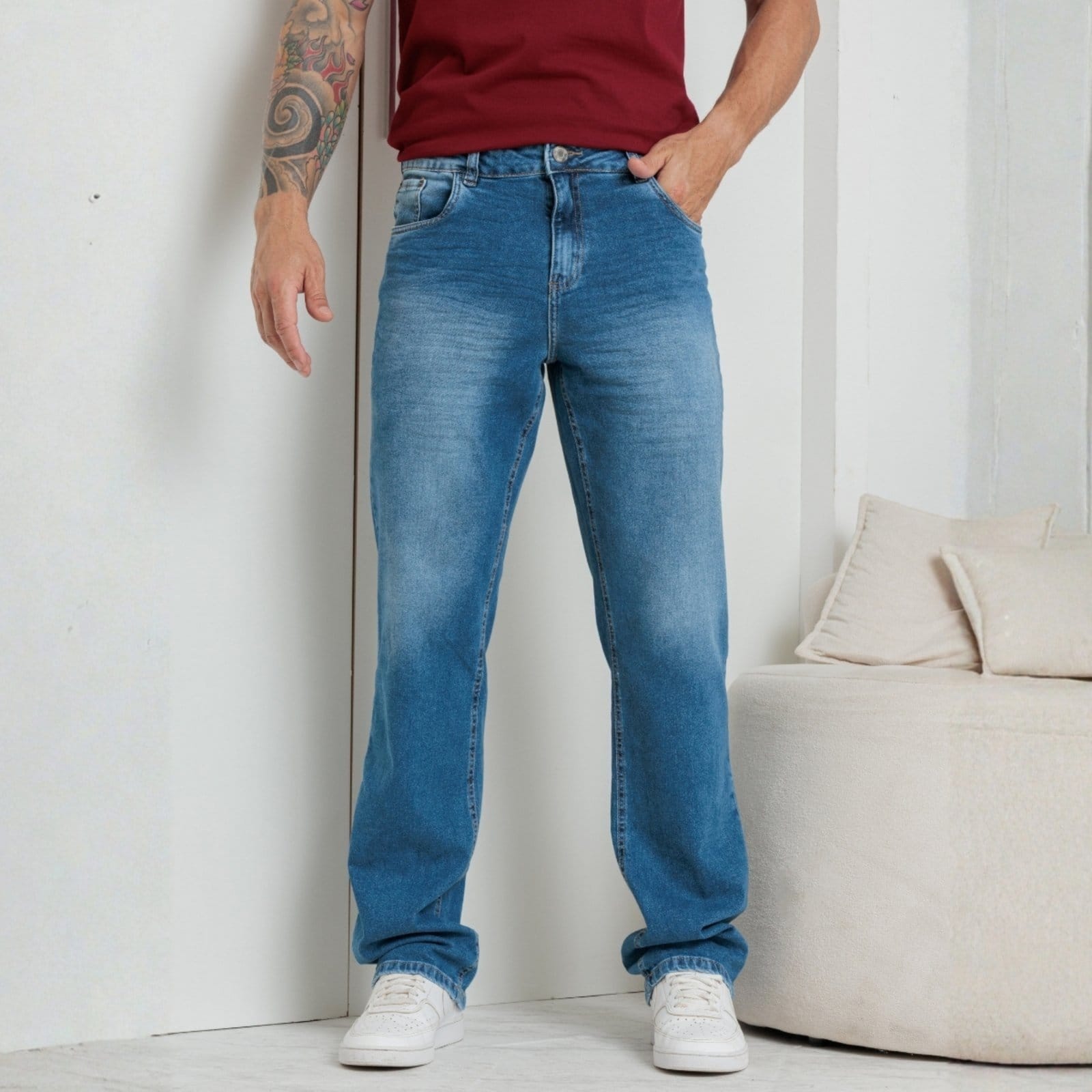 Calça Jeans Baggy Barra Normal Masculina Revanche Barcelos