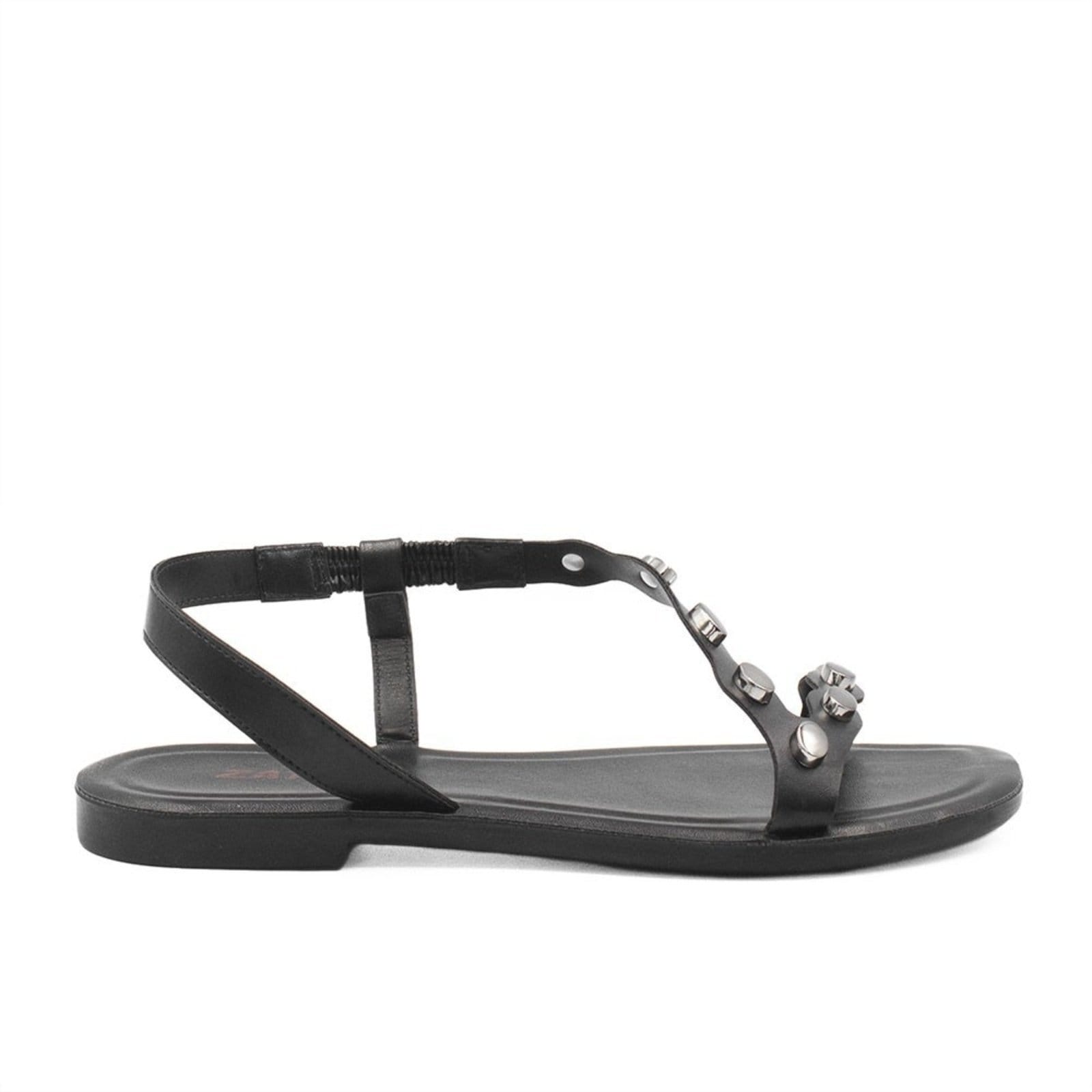 Sandália Rasteira Zatta Feminina Metais Raquel Preta