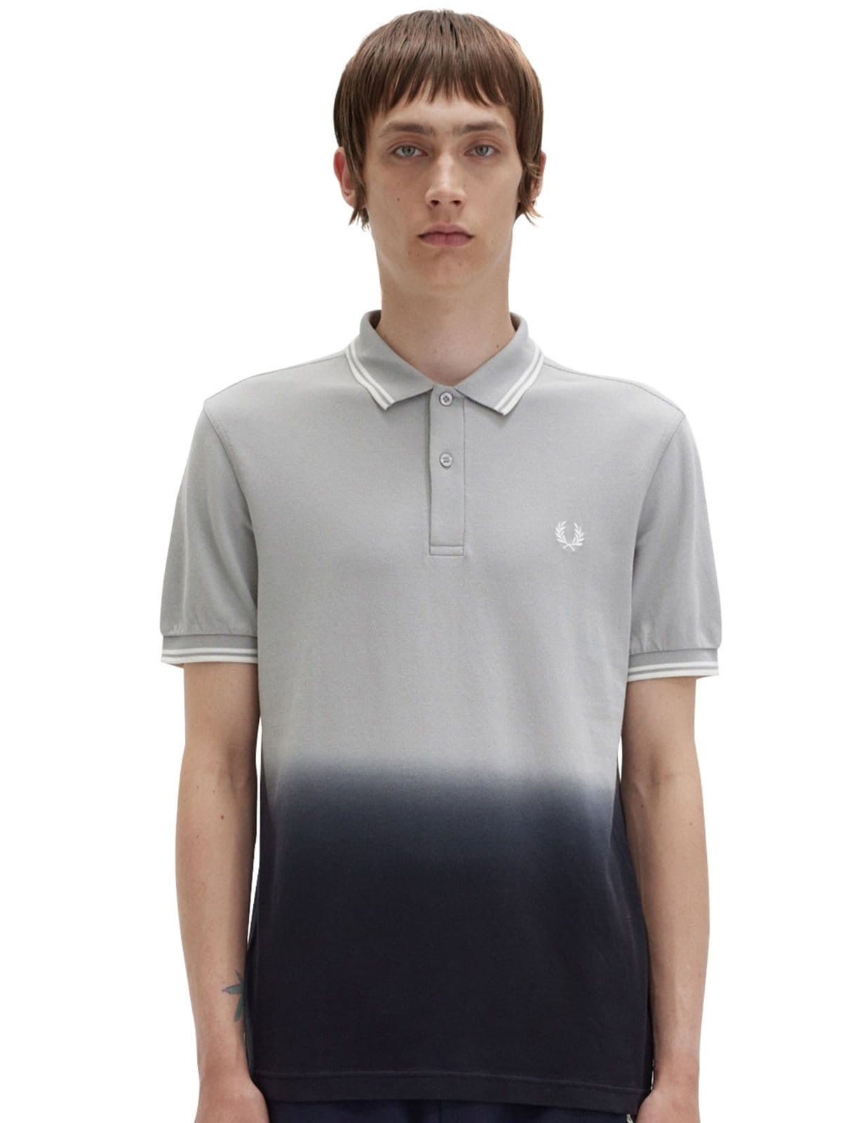 Vista principal Polo Fred Perry Masculina Regular Piquet Ombre Marinho Fred Perry azul marinho/cinza