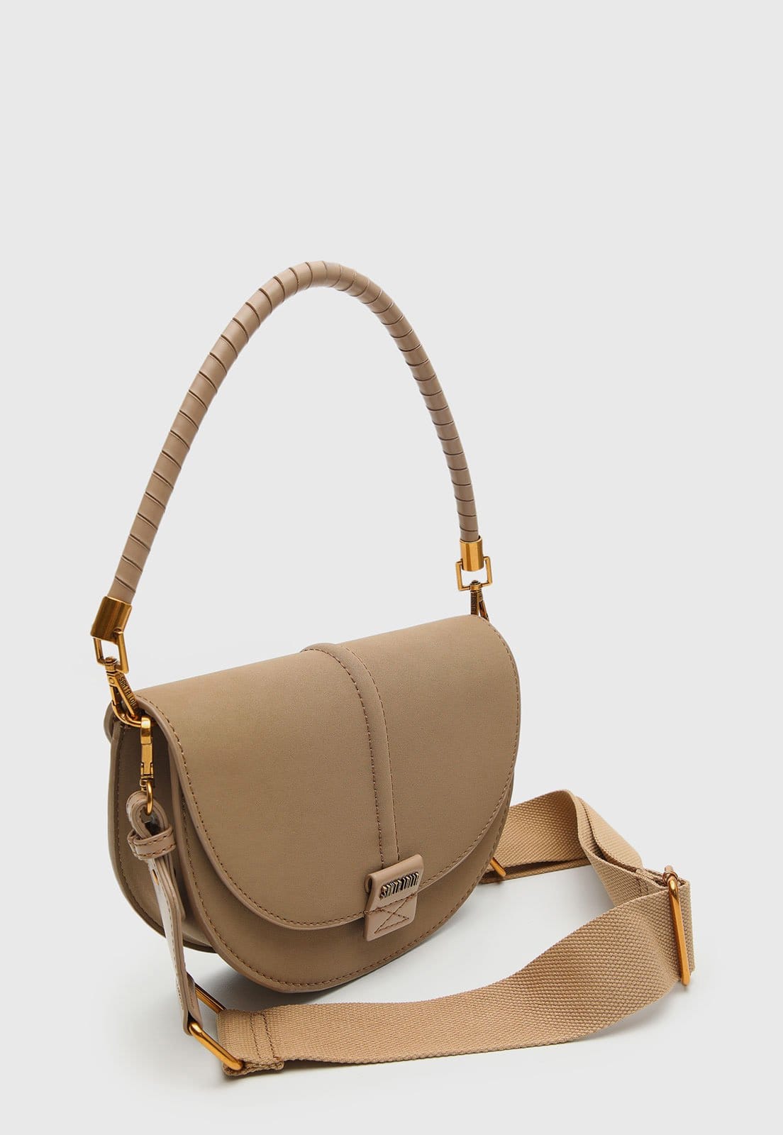 Vista 2 Bolsa Média Feminina Santa Lolla Alça Espiral Santa Lolla bege