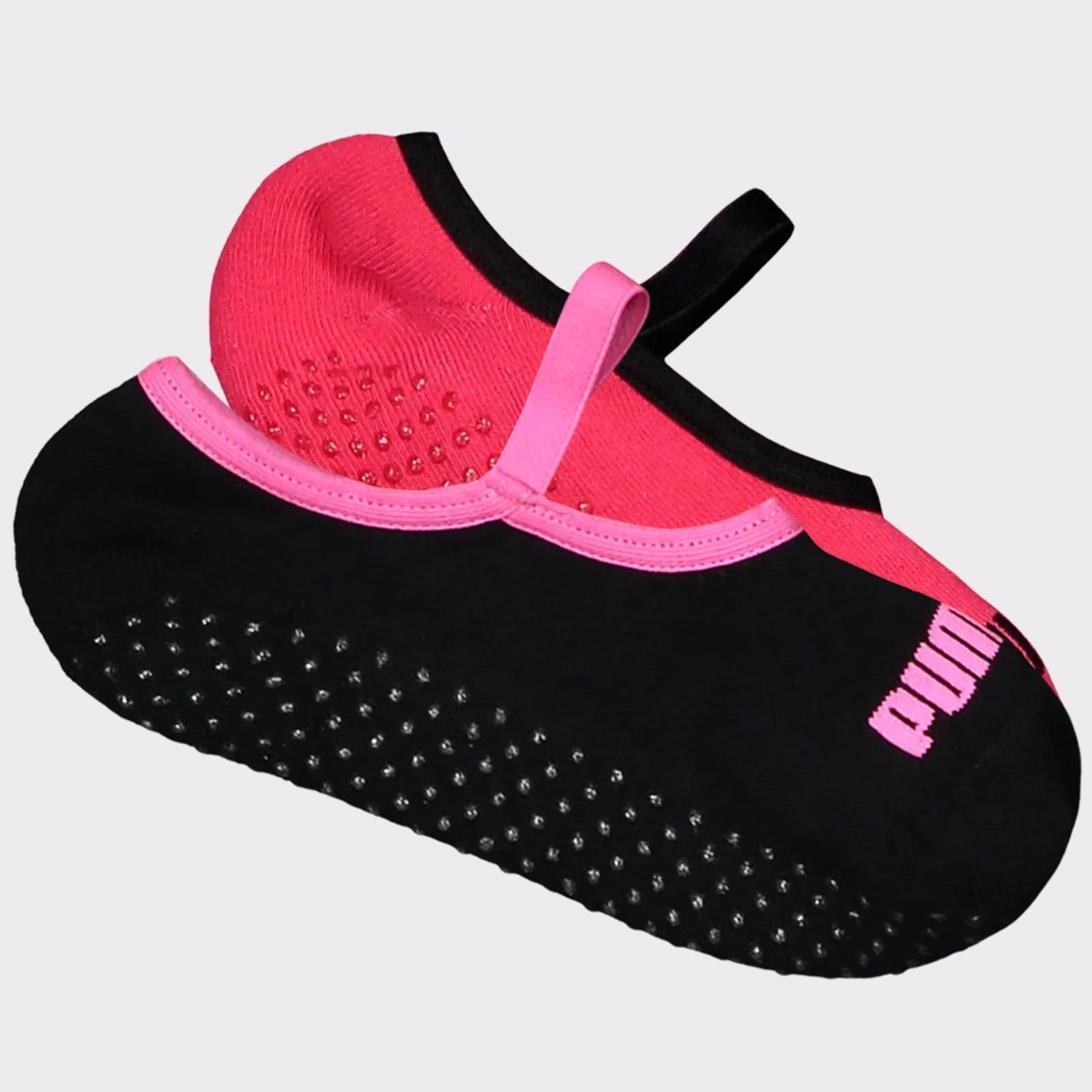 Vista 2 Kit Meia Puma Pilates Feminina 2 pares Preta e Vermelha Puma preto