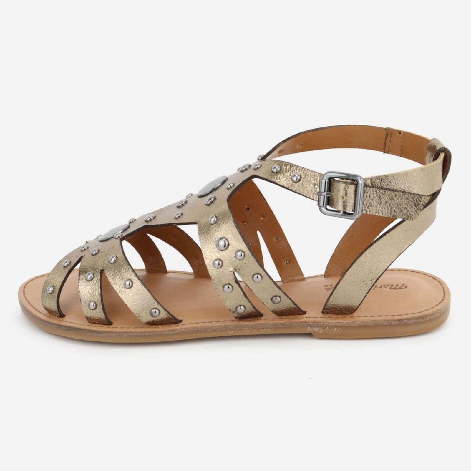 Sandália Prata Pedraria Conforto Palminha Maria Paula Couro Rasteira Velho