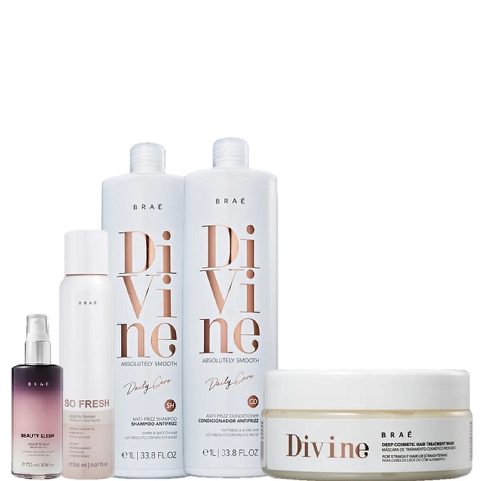 Brae Divine Anti Frizz Duo 1L Mascara 200g Beauty Sleep 100ml e So Fresh 150ml