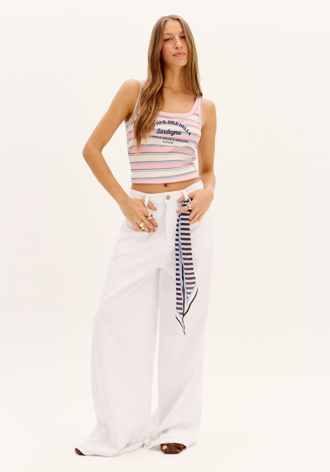 Calça Sarja Relaxed Com Lenço