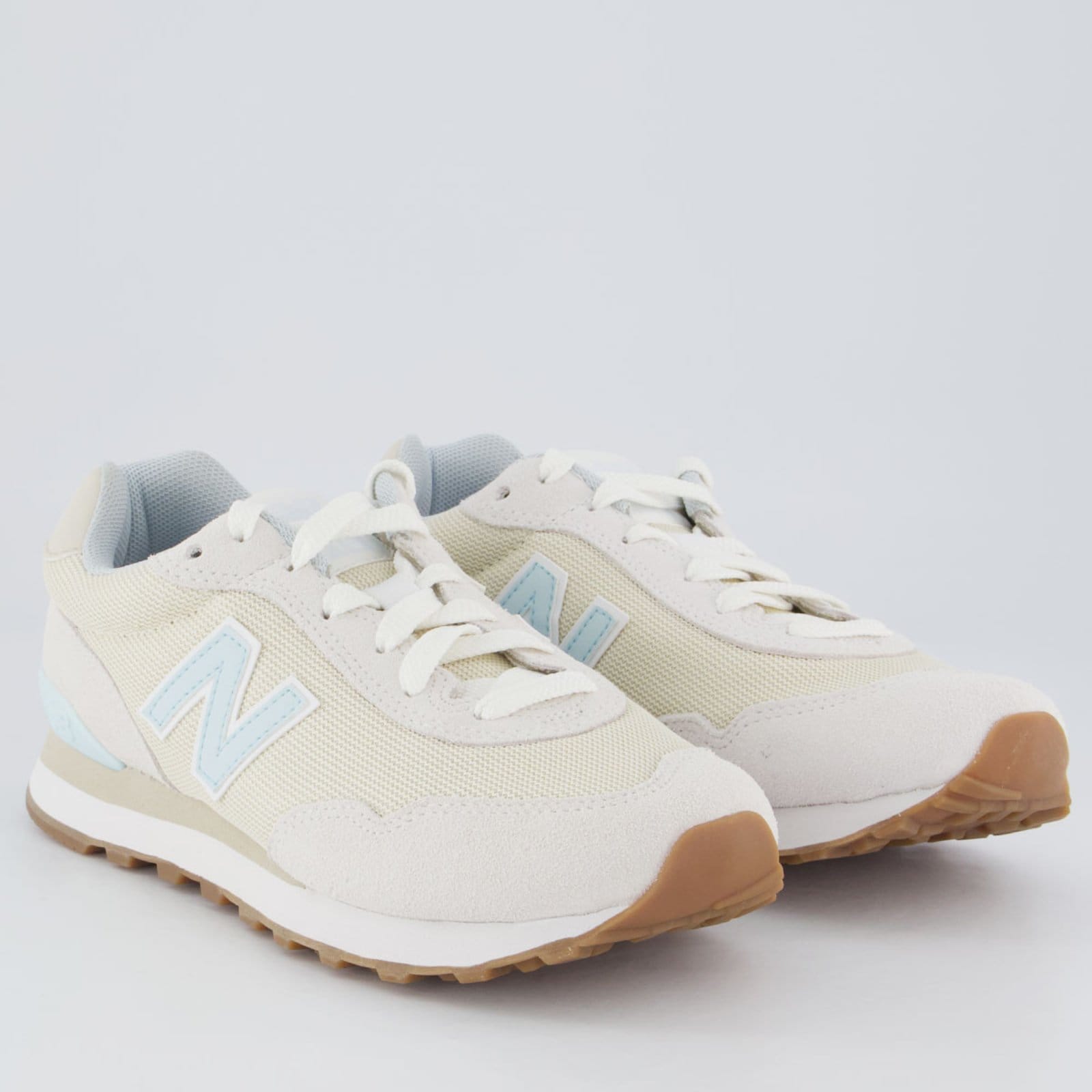 Vista 2 Tênis New Balance 515 V2 Feminino Bege e Azul New Balance bege azul