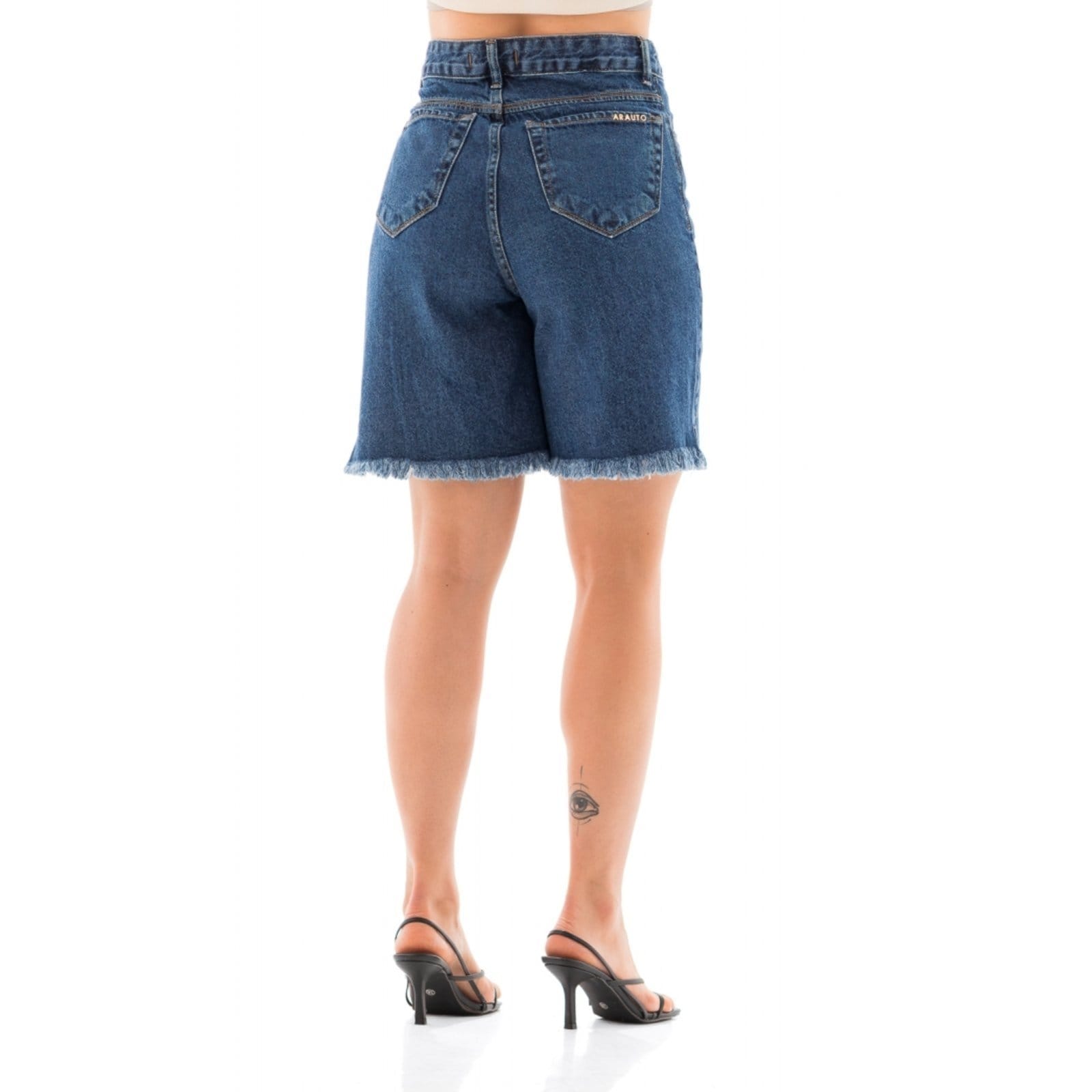 Vista 2 Bermuda Jeans Feminina Arauto Mom Less Water ARAUTO JEANS azul