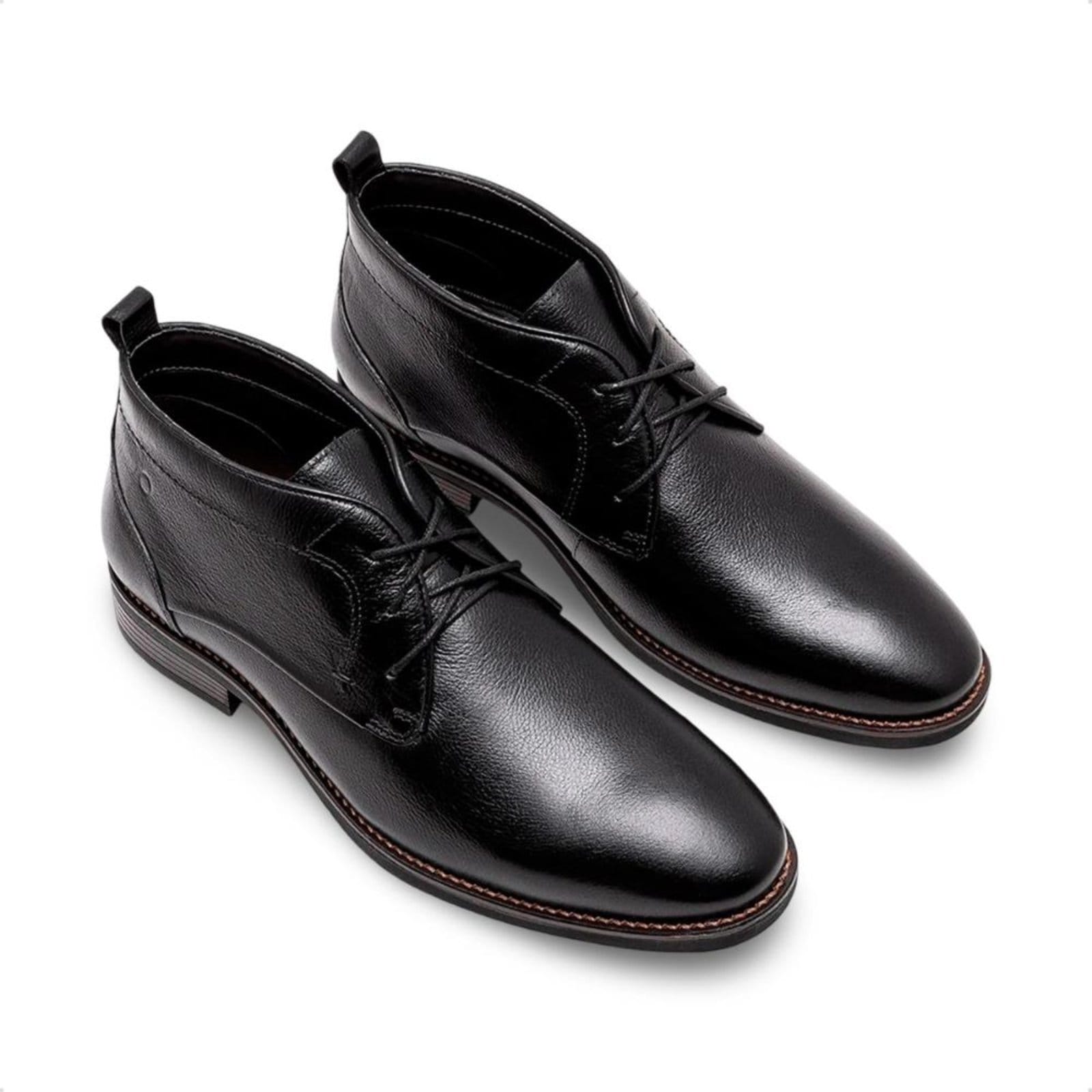 Vista 2 Bota Couro Democrata Masculina Taylor Hi-Soft Cano Curto DEMOCRATA preto