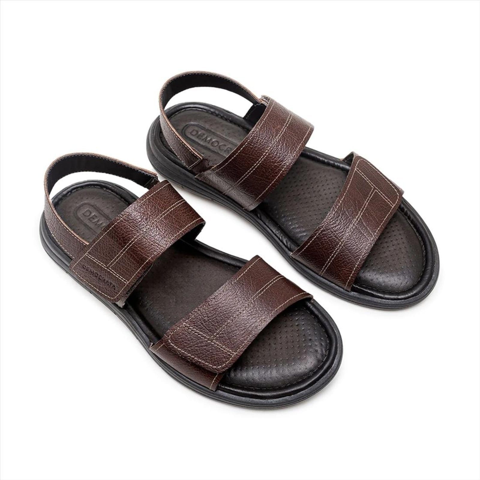 Vista 2 Sandália de Couro Democrata Masculina Easy Soul 015141 DEMOCRATA marrom