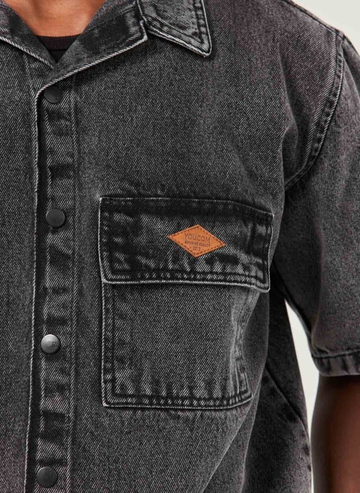 Vista 2 Camisa Box Jeans Youcom cinza