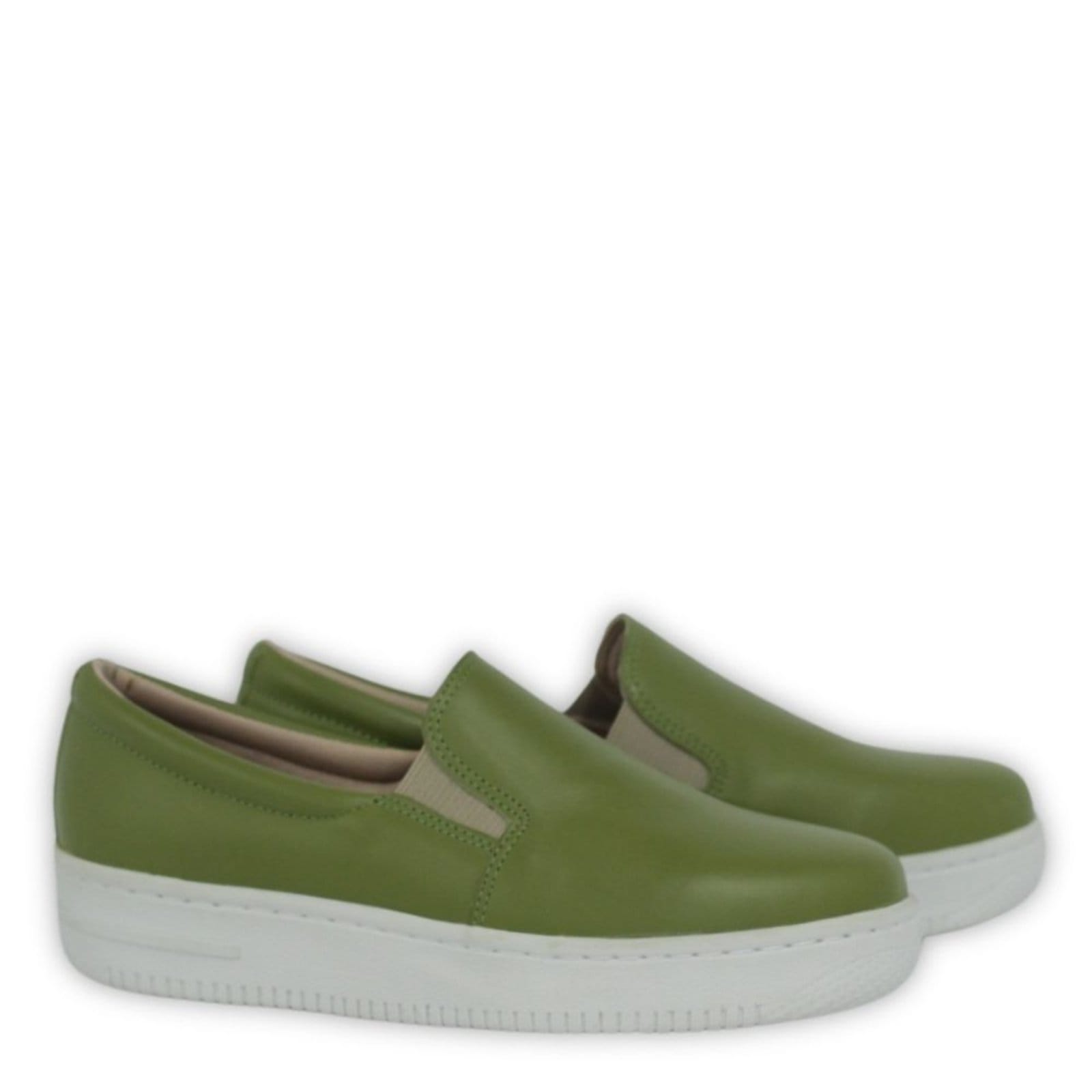 Vista 2 Tênis Feminino Slip On em Couro Claro Spinelli verde