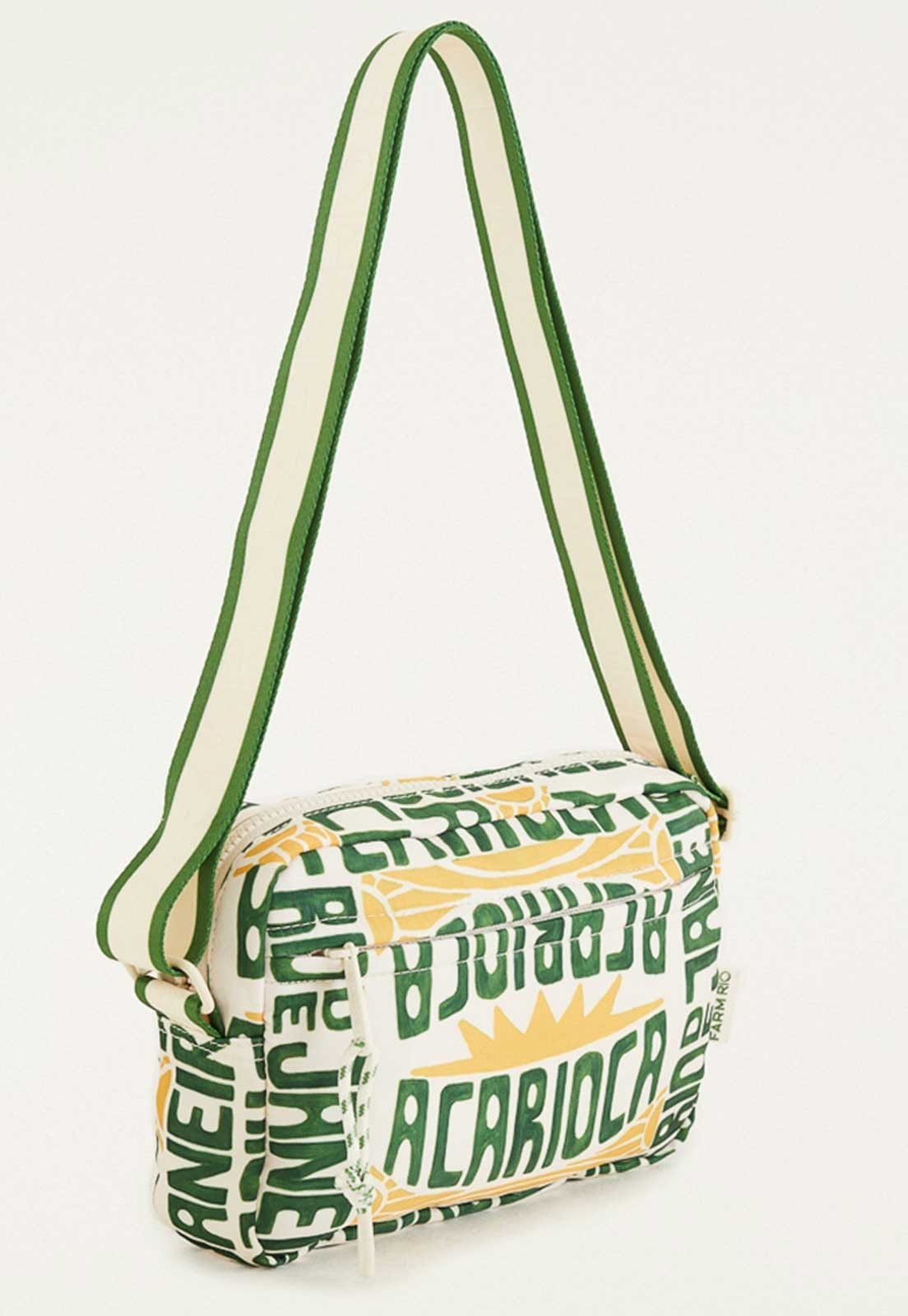 Vista 2 Bolsa FARM Ziriguidum A-Carioca Estampada e Amarelo FARM verde