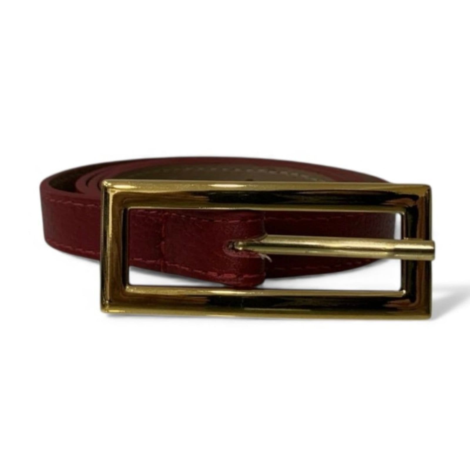 Cinto Feminino em Couro Fivela Comprida Dourada 034