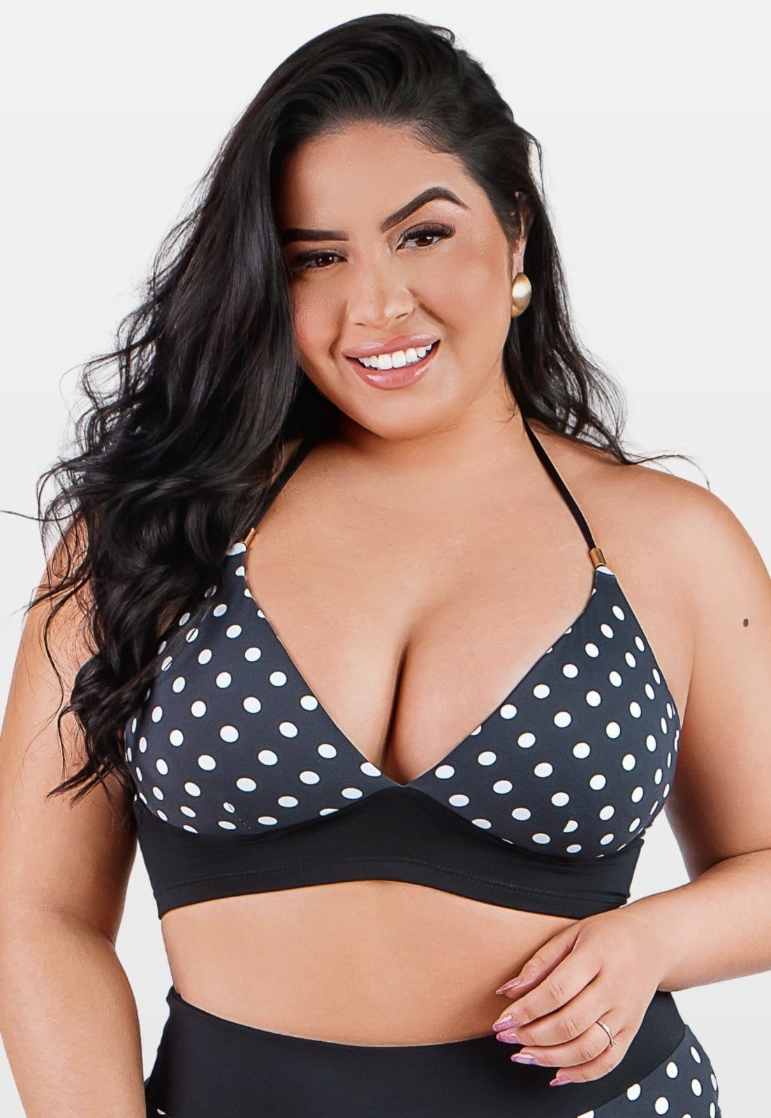 Top Summer Soul Cropped Frente Única Com Bojo Plus Size Poá