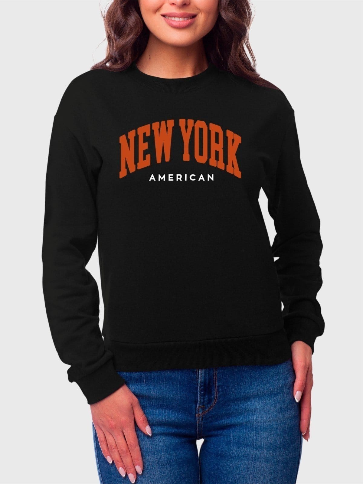 Moletom Gola Redonda Feminino Flanelado Estampa New York