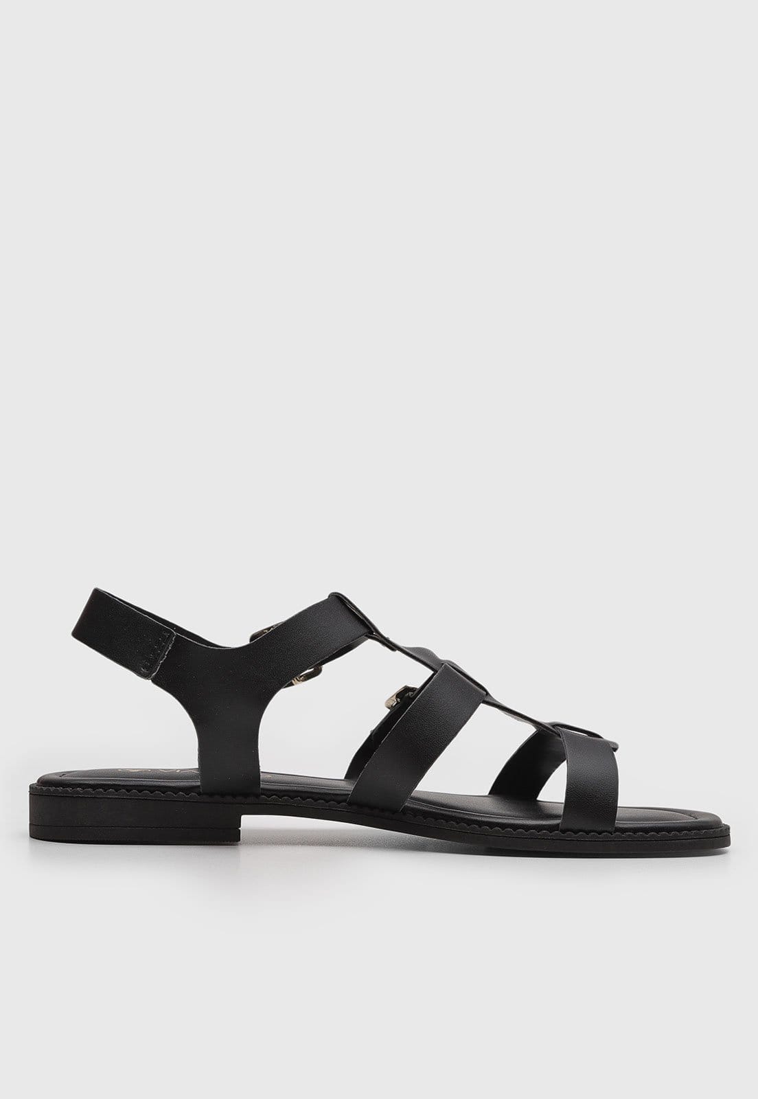 Vista 2 Rasteira Feminina VIA UNO Fechada Preta VIA UNO preto