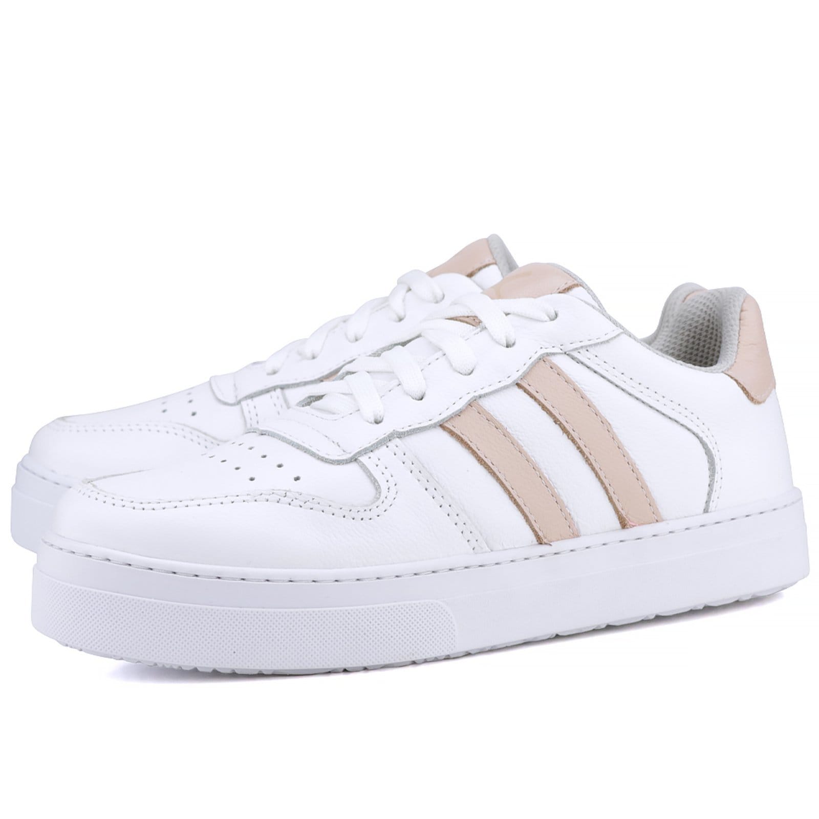 Vista 2 Tênis Casual Mr. Gutt Couro Branco com Nude Mr. Gutt bege/branco nude