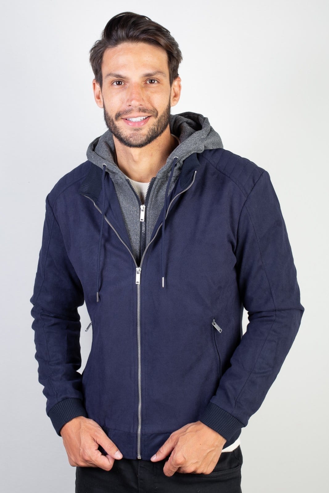 Jaqueta Enluaze Suede Capuz e Gola Moletom Removível 91391