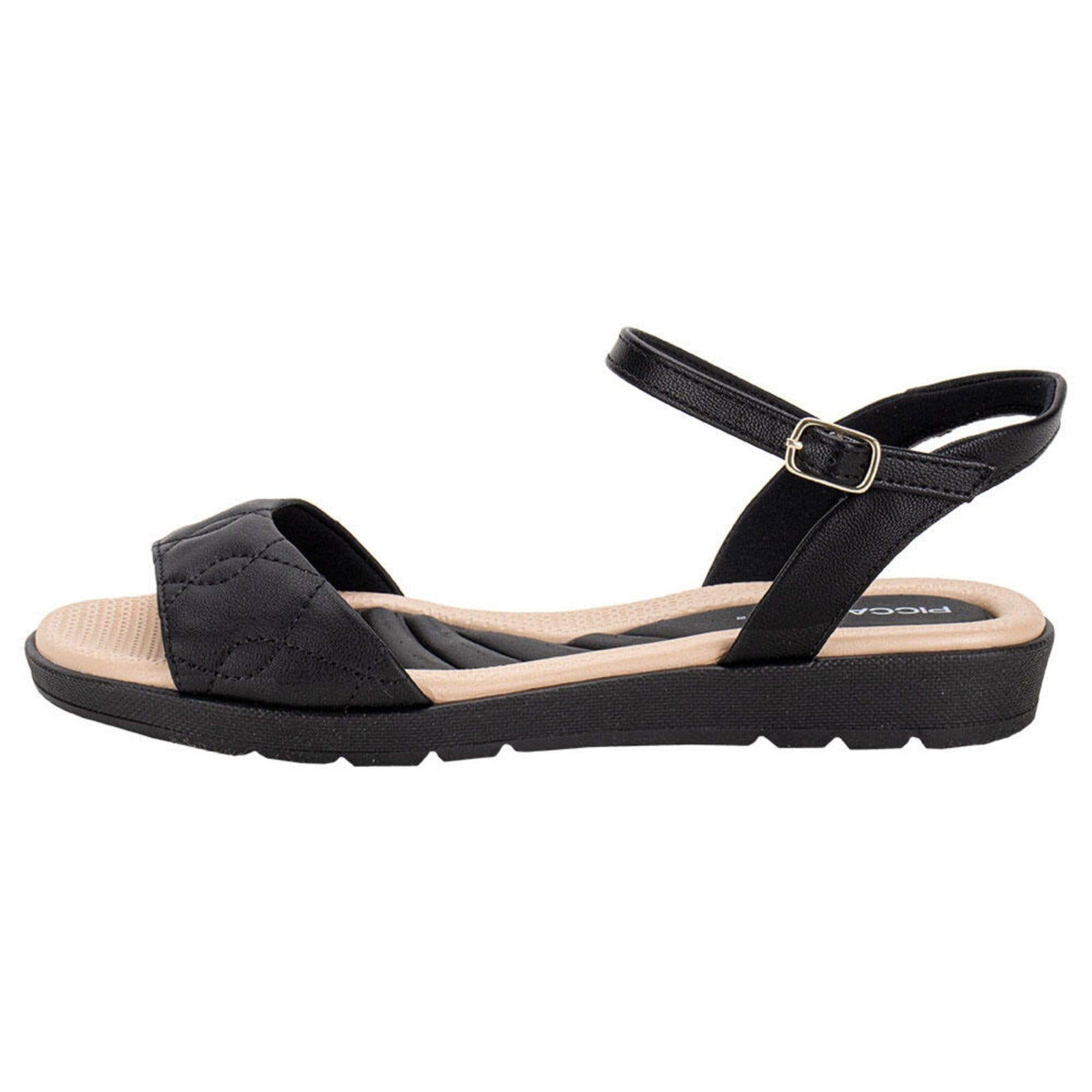 Vista 2 Sandália Feminina Flat Piccadilly 410036 0084136 Piccadilly preto