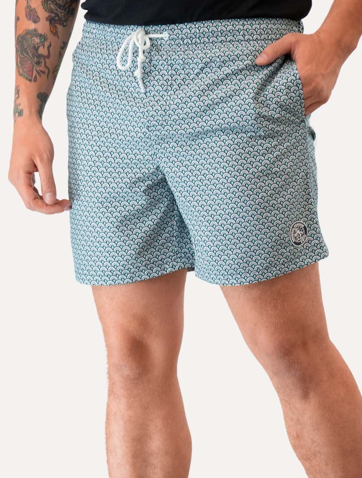 Short Original Penguin Masculino D Água Ethnic Print Aruba Blue Azul