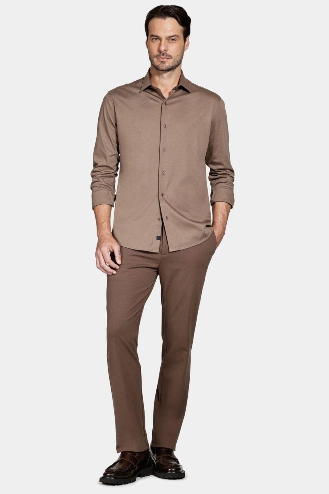 Vista 2 Camisa Aramis Manga Longa Slim Algodão Seda Charuto Aramis marrom