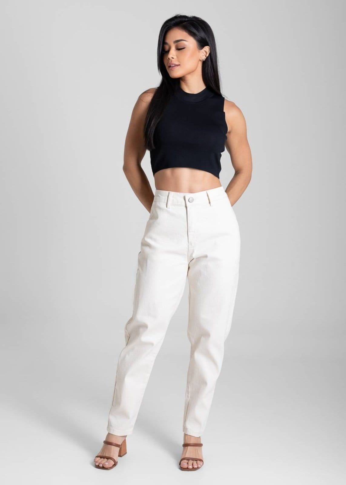 Vista 2 Calça Sarja Sawary Mom - 281848 Sawary branco