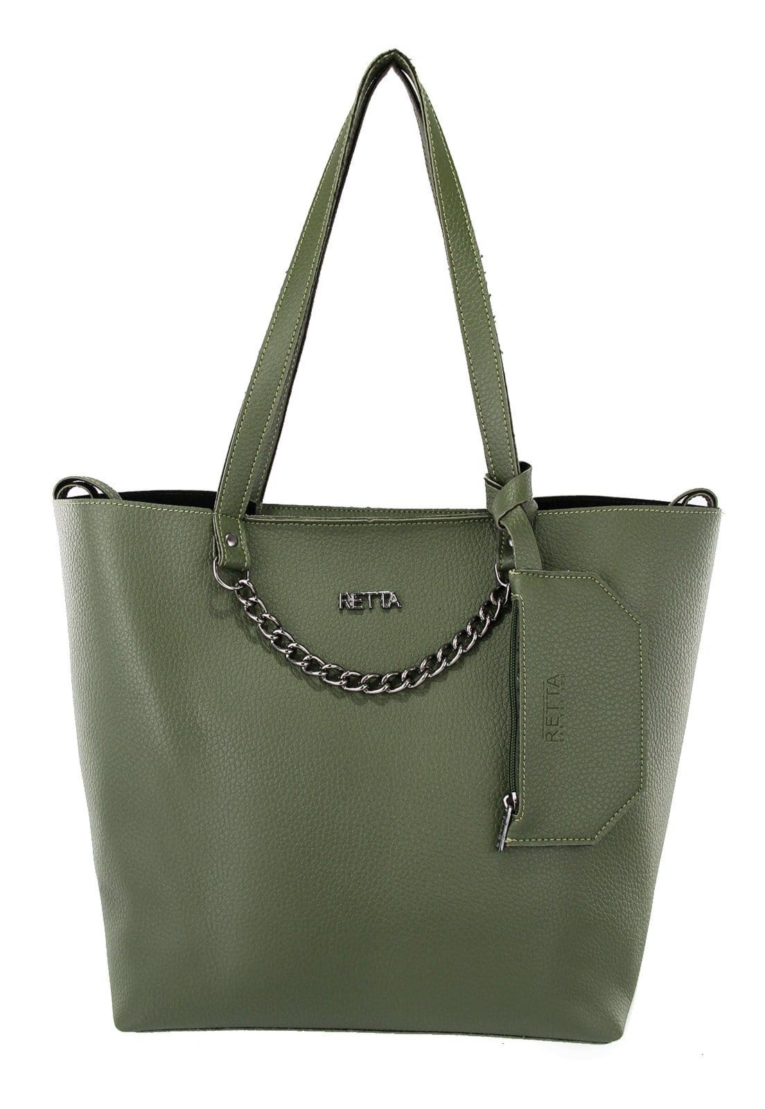 Vista 2 Bolsa Feminina Bolsa Saco Transversal e Porta cartão Retta Verde Retta Shoes verde militar
