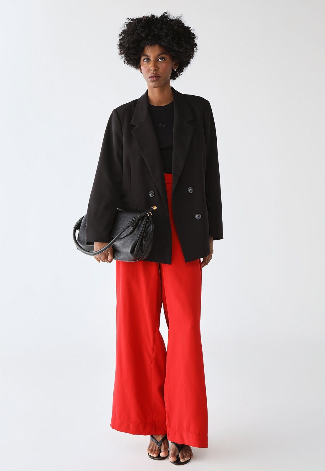 Vista 2 Calça Colcci Pantalona Cós Elástico Vermelha Colcci vermelho