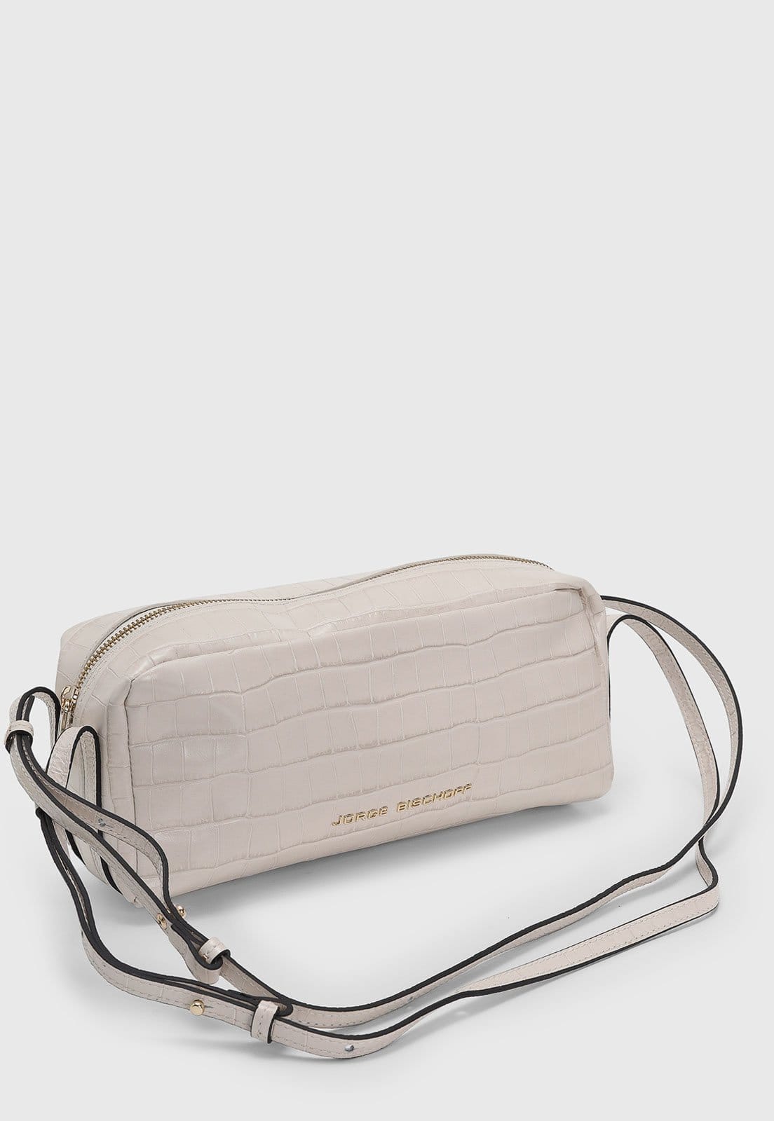 Vista 2 Bolsa Feminina Jorge Bischoff Média Textura Croco Off-White Jorge Bischoff off-white white