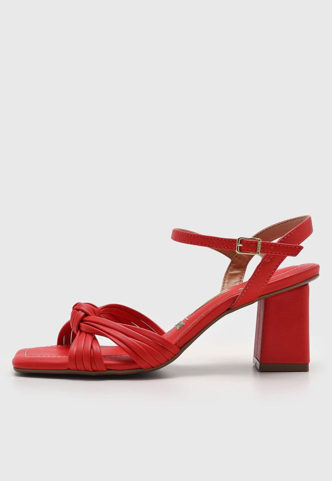 Sandália Feminina Vizzano Salto Bloco Tiras Fivela Vermelha