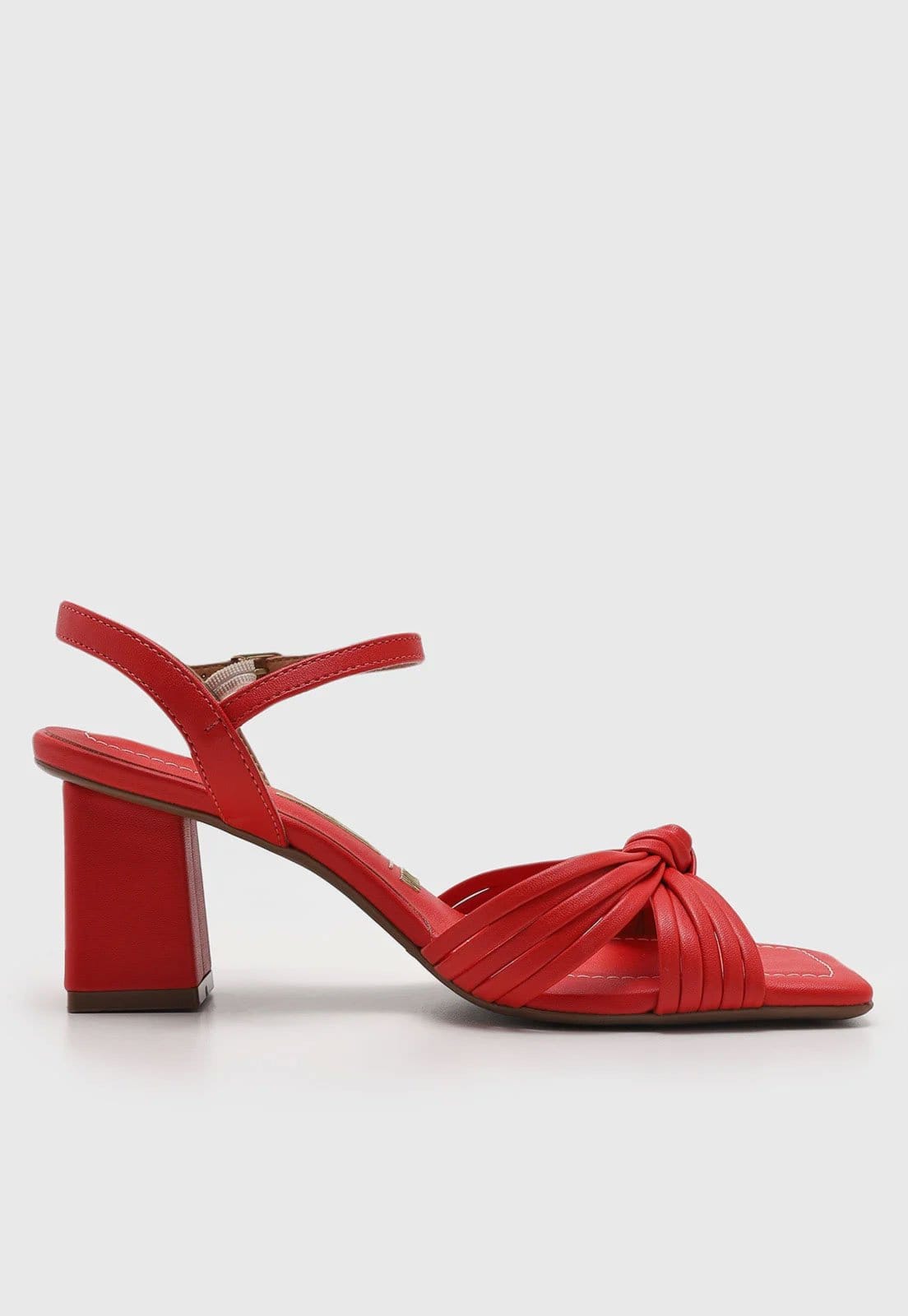 Vista 2 Sandália Feminina Vizzano Salto Bloco Tiras Fivela Vermelha VIZZANO vermelho