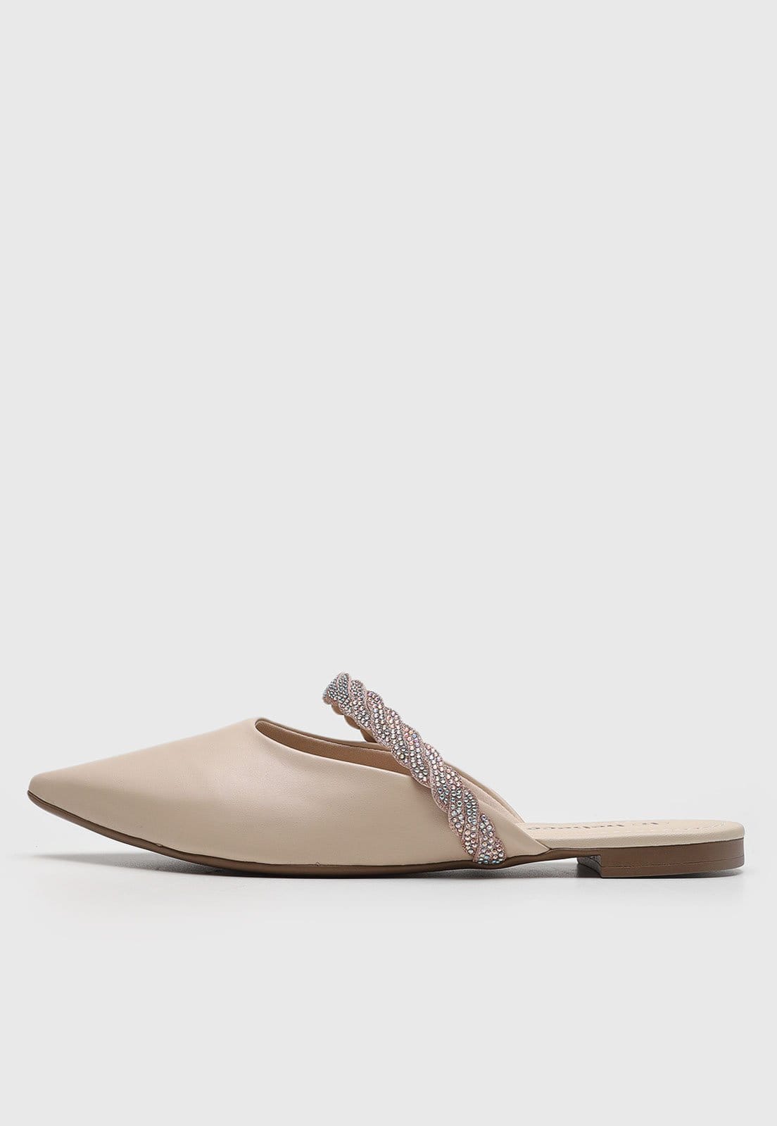 Sapatilha Feminina cê Alça Trançada Pedrarias Off-white