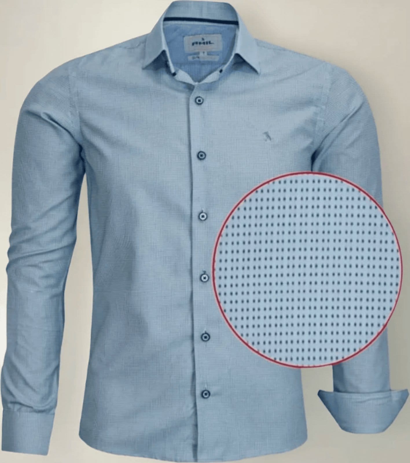 Camisa Social Amil Slim Level Misto Macia Fácil de Passar M/Longa Luxo