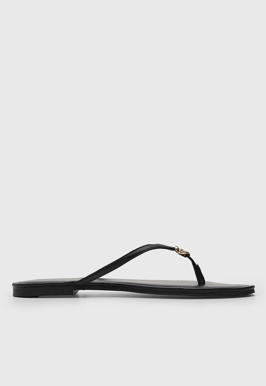 Vista 2 Rasteira Feminina Arezzo Detalhe Metalizado Preta Arezzo preto