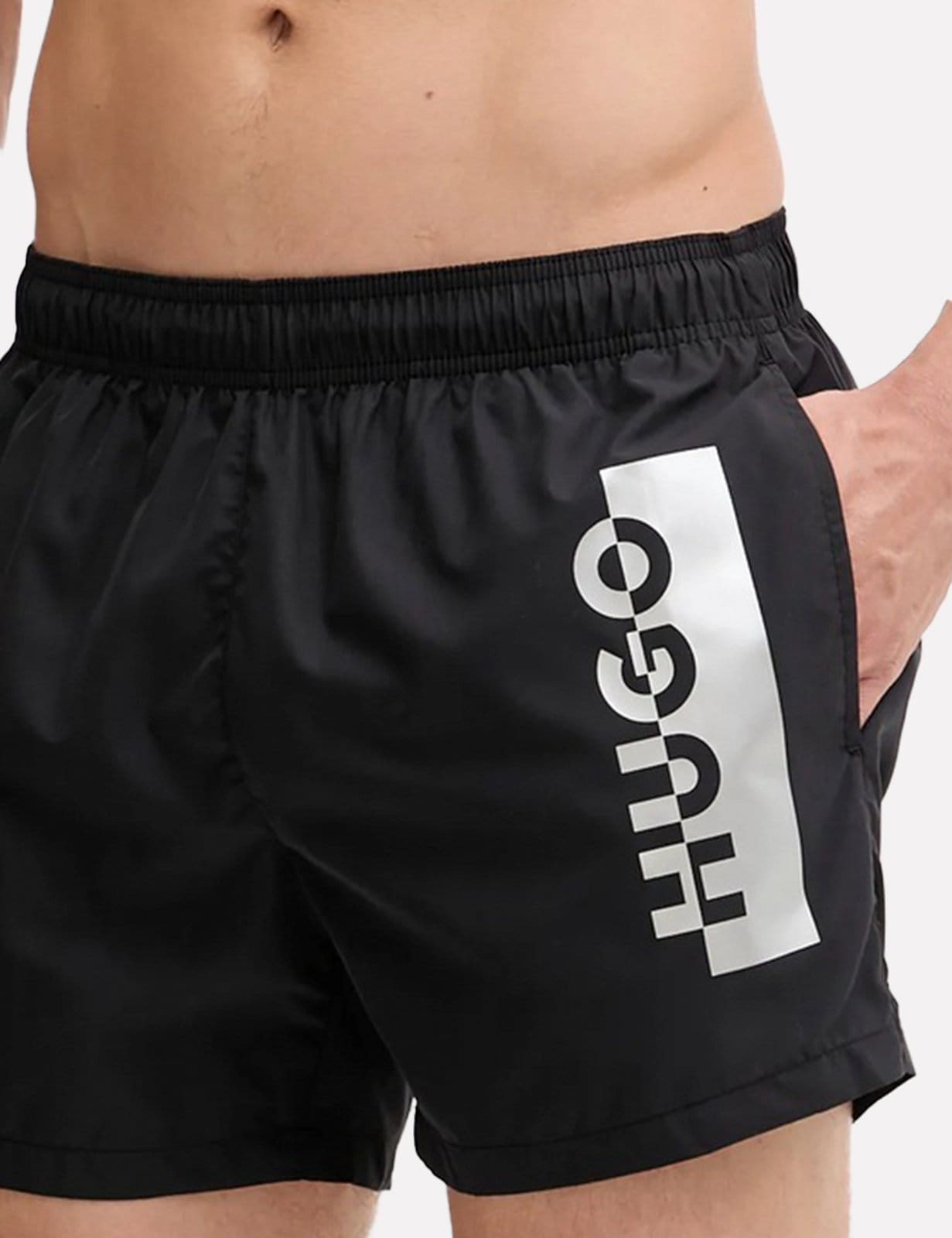 Vista 2 Short Hugo Boss Masculino Regular Beachwear Silver Preto Hugo Boss preto silver