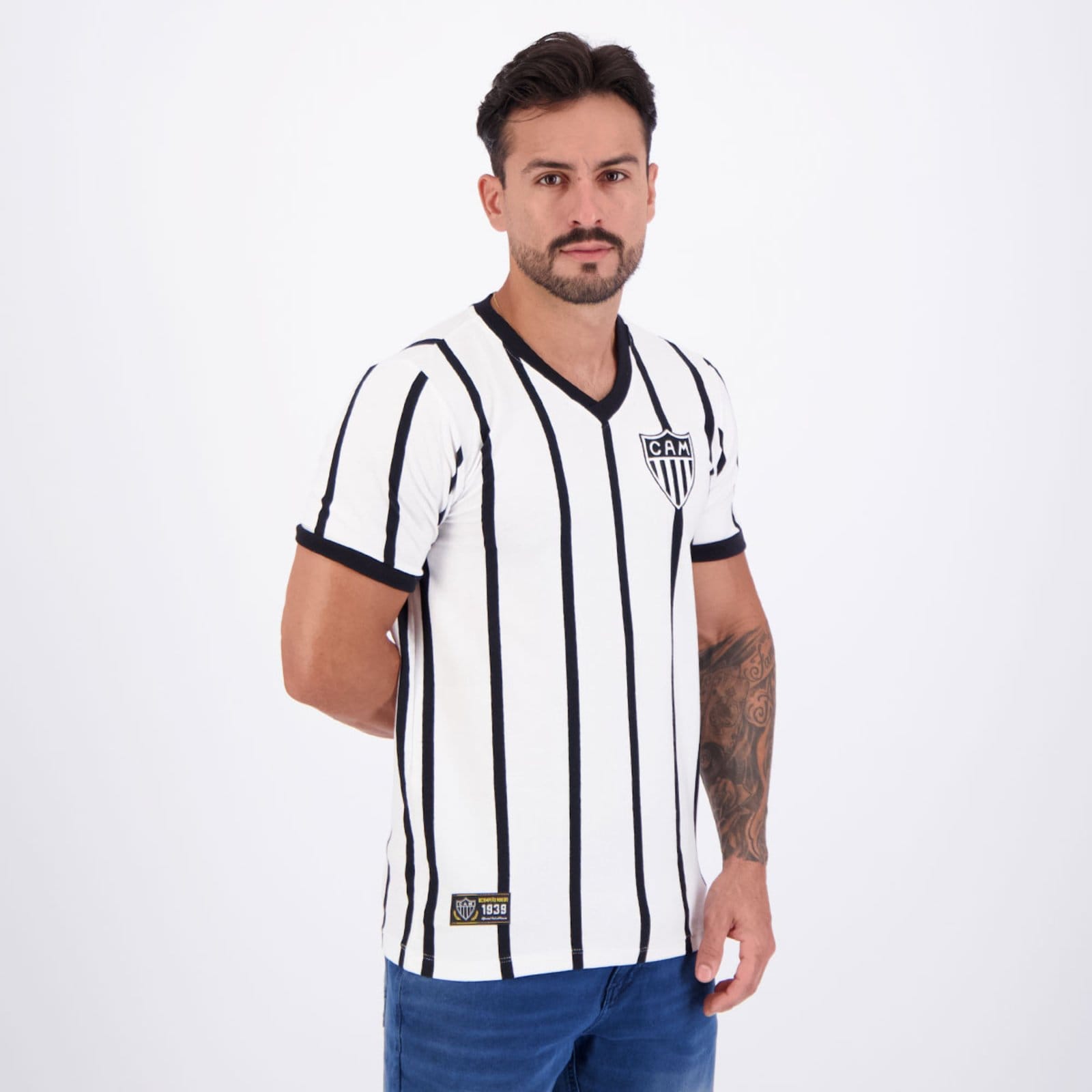 Vista 2 Camisa Atlético Mineiro Retrô 1939 Branca Retrômania branco