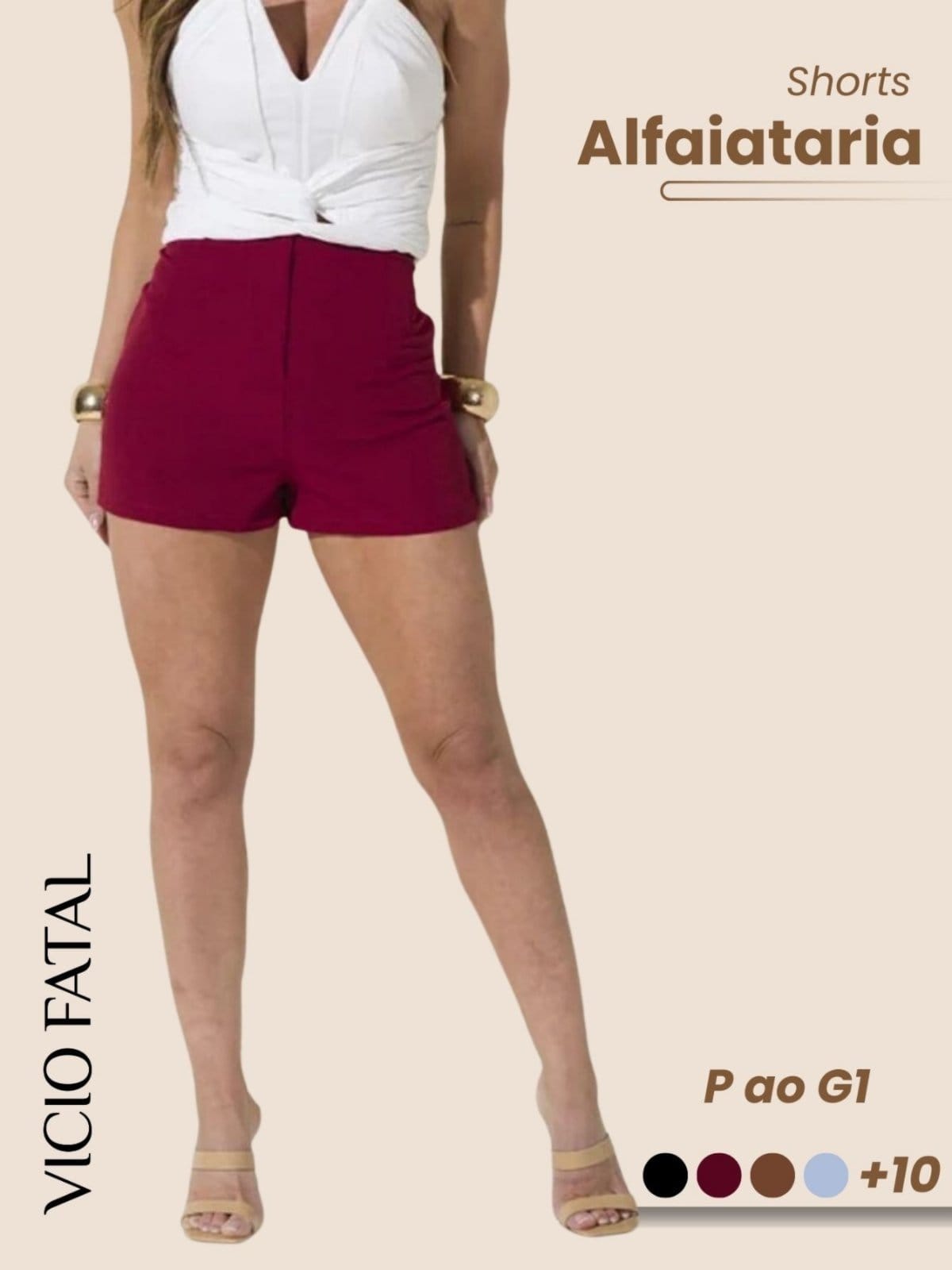 Shorts Feminino de Alfaitaria Social Bordô Fecho Invisível Elegante Plissado Modelagem Curta Cintura Alta Estiloso Casual Sofisticado Bolsos Frontais Fecho com Botão Minimalista