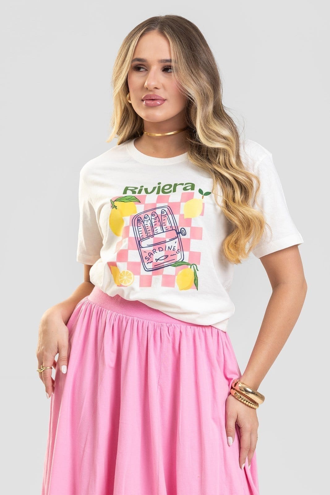 Camiseta Feminina Cianitas Off Estampa Riviera