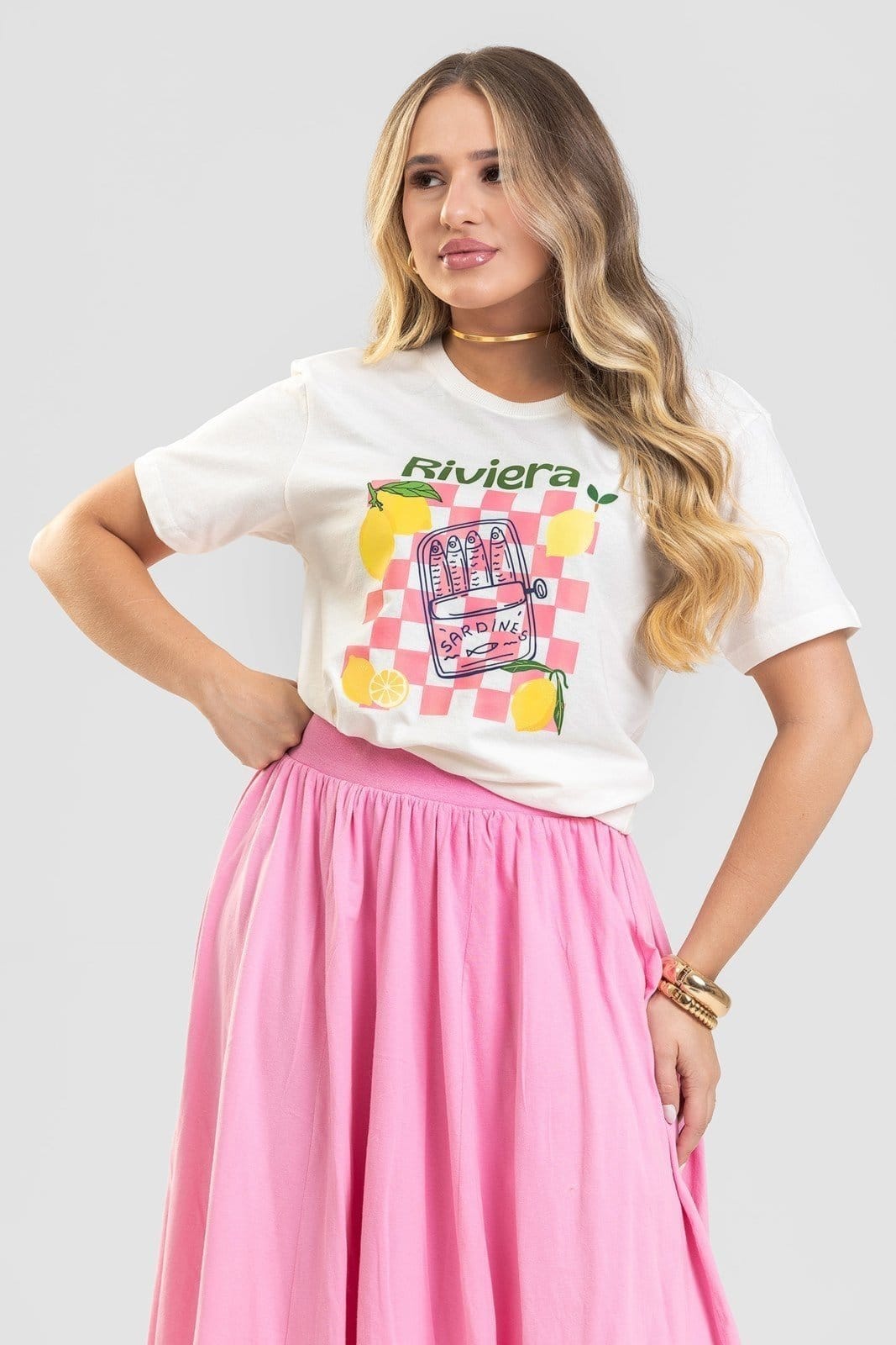 Vista 2 Camiseta Feminina Cianitas Off Estampa Riviera Cianitas off-white