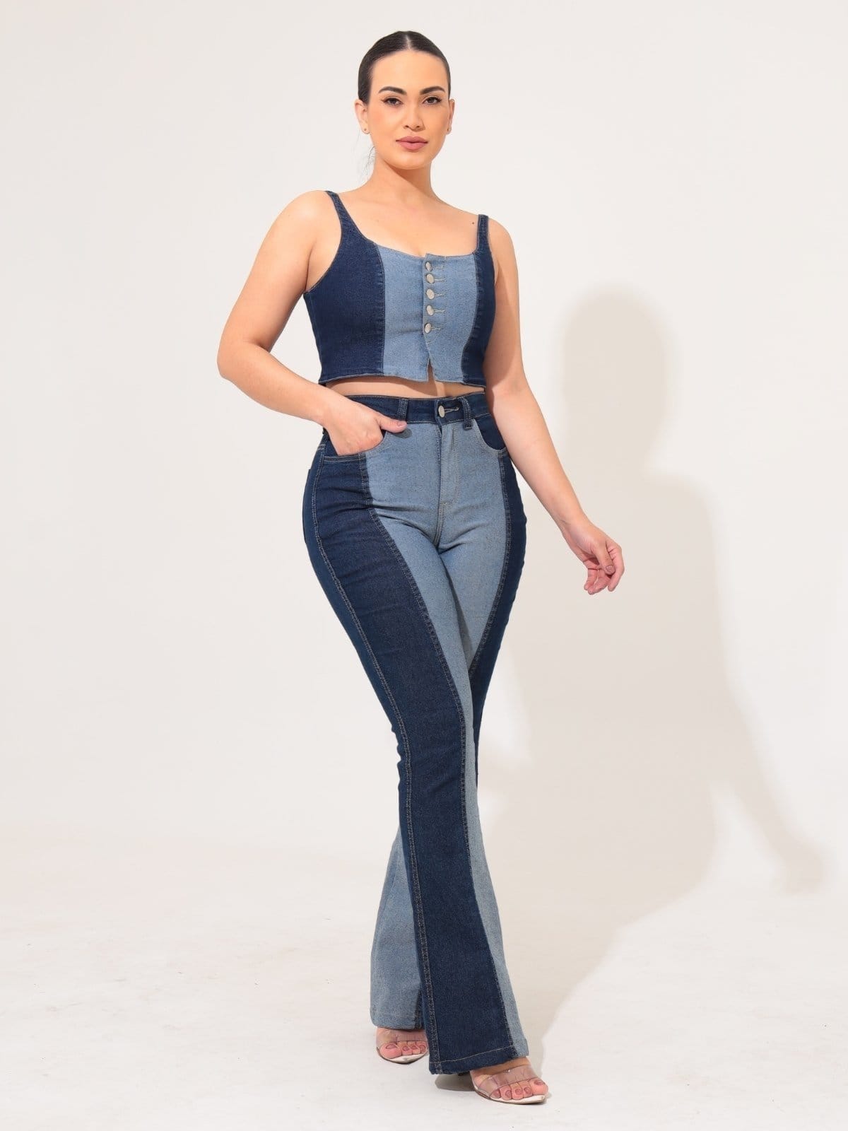 Vista 2 Calça Feminina Jeans Elastano Flare - Razon Jeans Razon Jeans azul