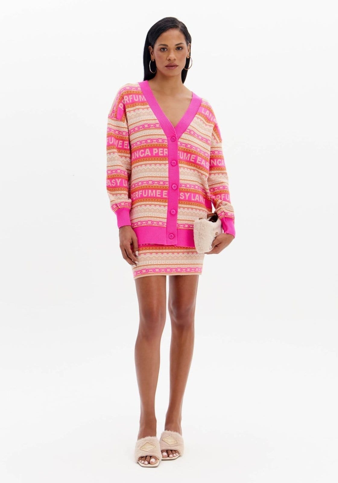 Saia Tricot Reta Curta Com Cintura édia