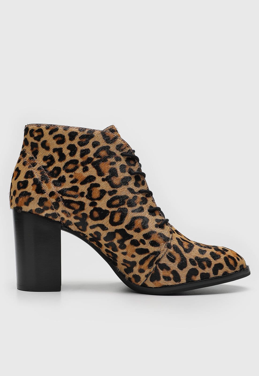 Vista 2 Ankle Boot Loucos E Santos Cano Curto Animel Print Onça Loucos e Santos caramelo