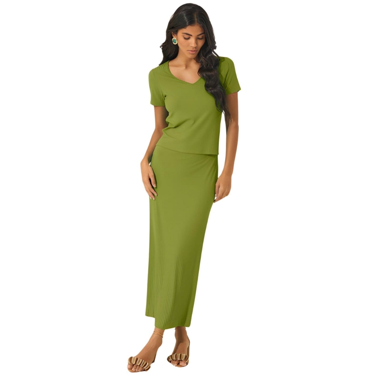 Saia Chá Cintura Alta Canelada